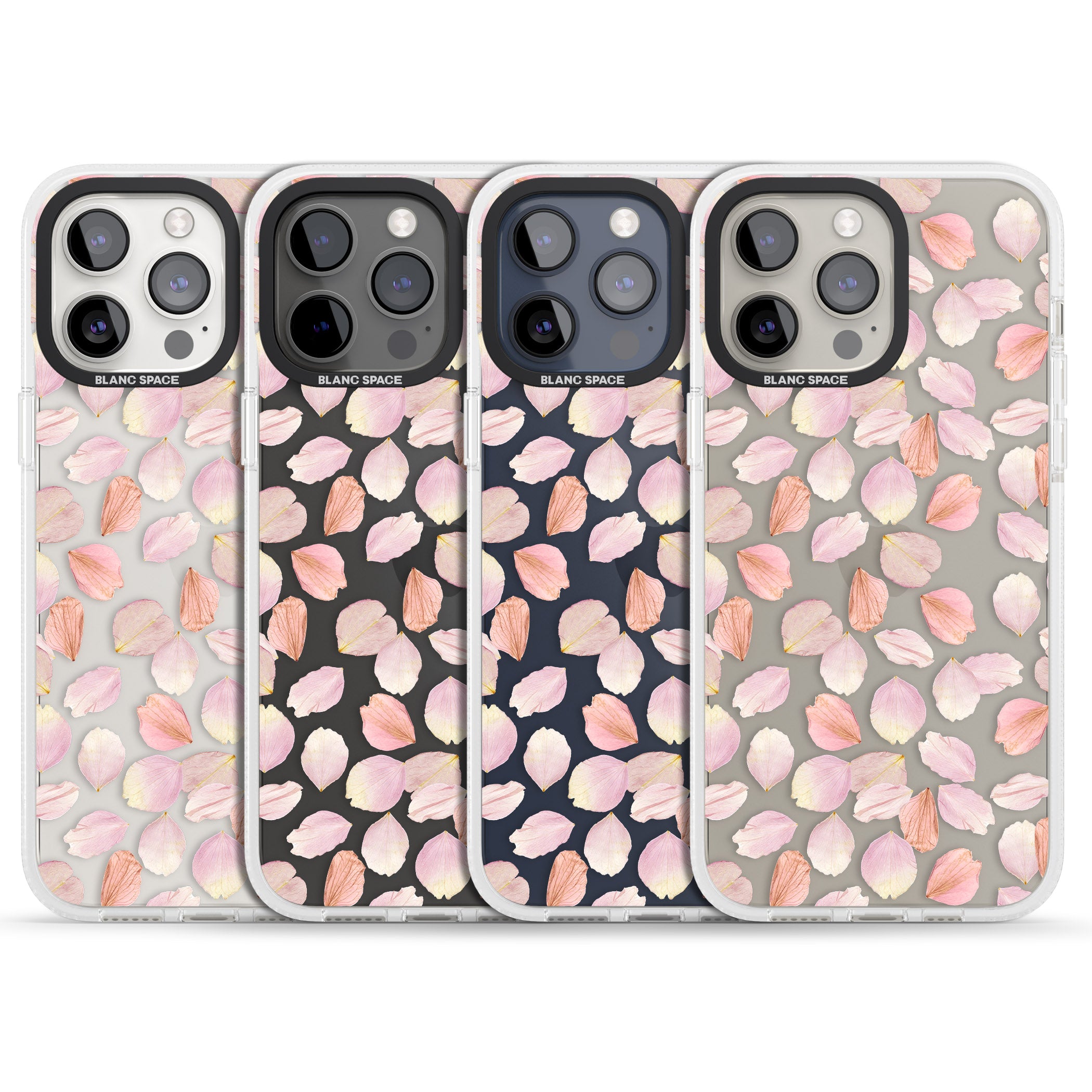 Pink Petals Transparent Design iPhone 15 Pro Max / 15 Pro / 14 Pro Max / 14 Pro / 13 Pro Clear Case Impact Air - Blanc Space