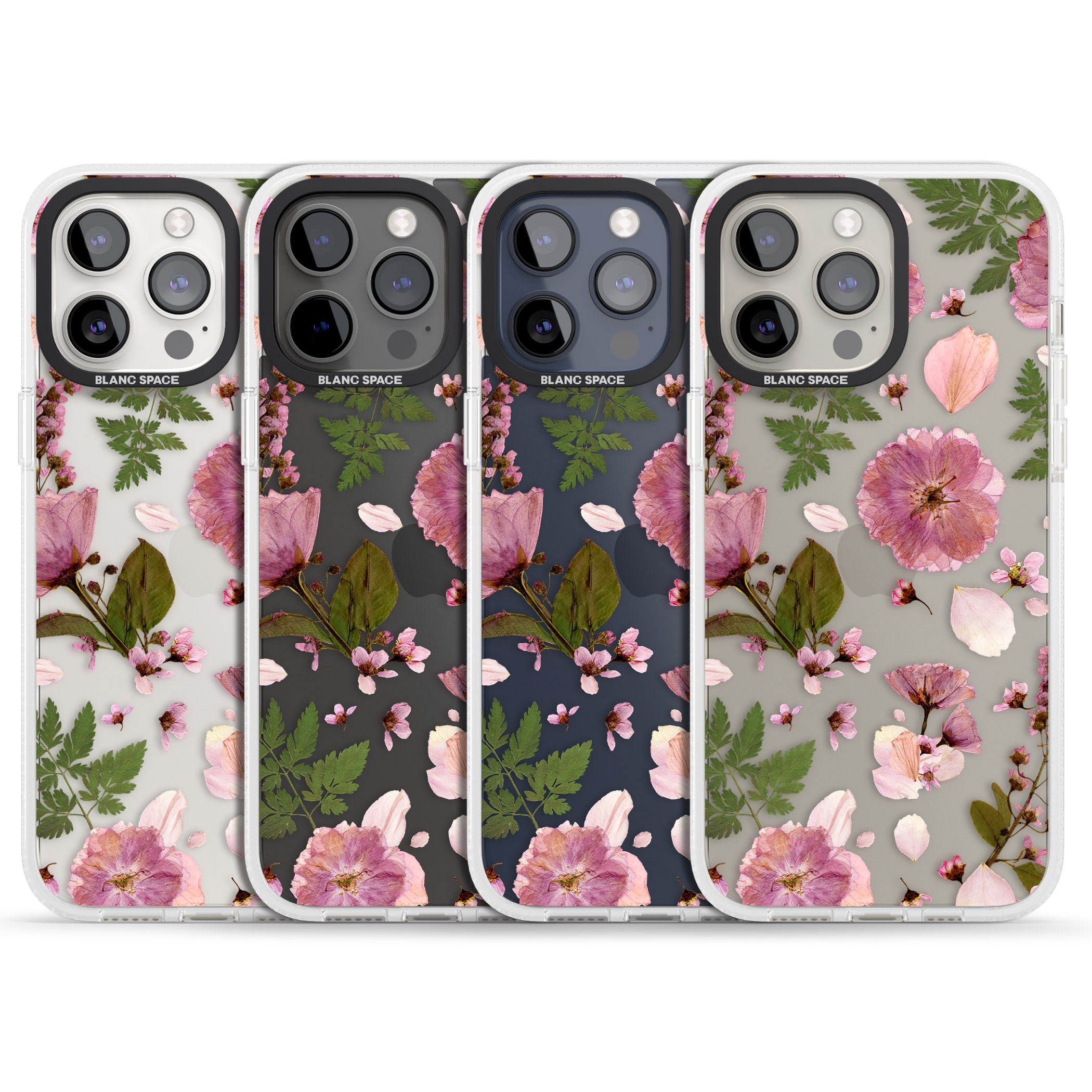 Natural Arrangement of Flowers & Leaves Design iPhone 15 Pro Max / 15 Pro / 14 Pro Max / 14 Pro / 13 Pro Clear Case Impact Air - Blanc Space