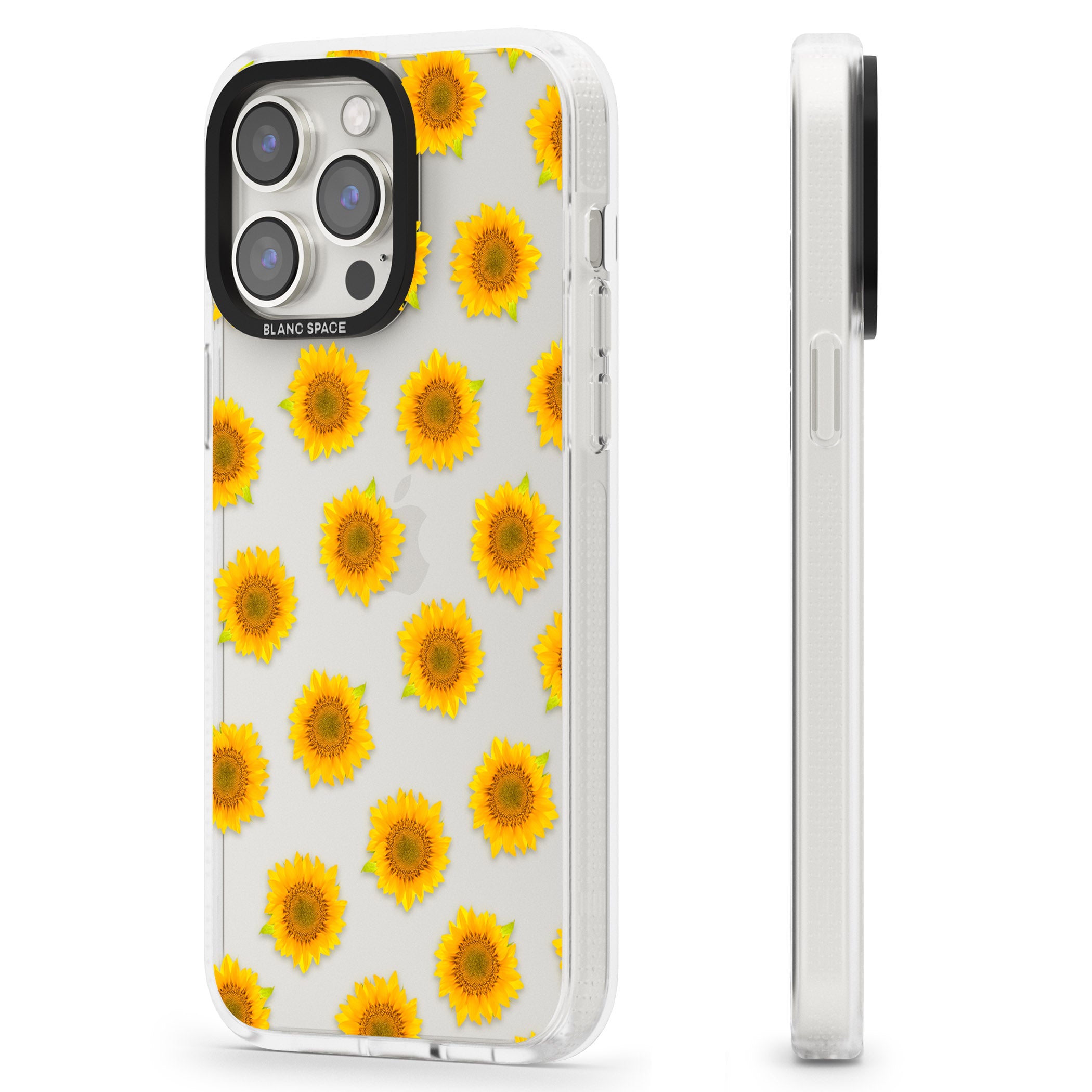 Sunflowers Transparent Pattern iPhone 15 Pro Max / 15 Pro / 14 Pro Max / 14 Pro / 13 Pro Clear Case Impact Air - Blanc Space