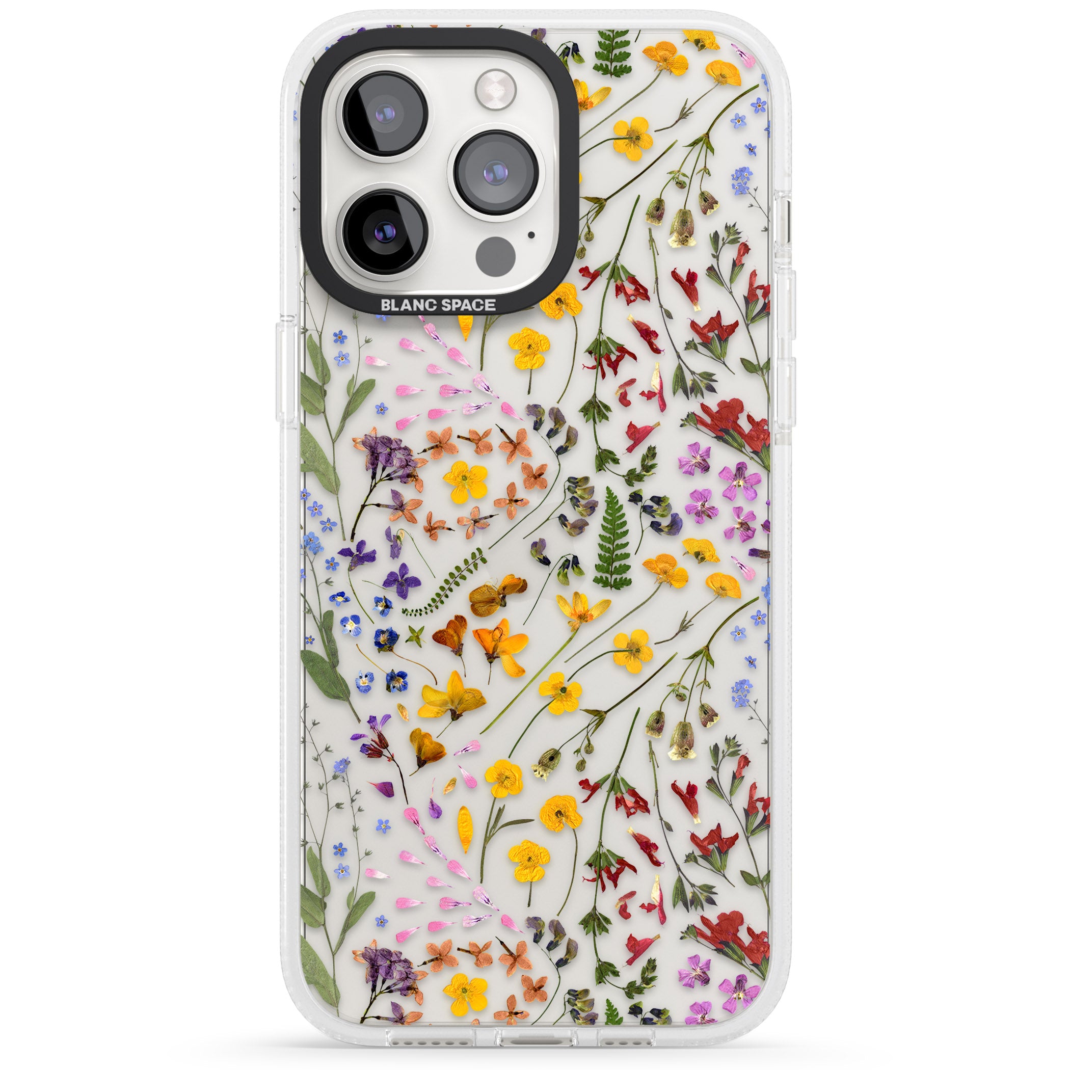 Wildflower iPhone 15 Pro Max / 15 Pro / 14 Pro Max / 14 Pro / 13 Pro Clear Case Impact Air - Blanc Space