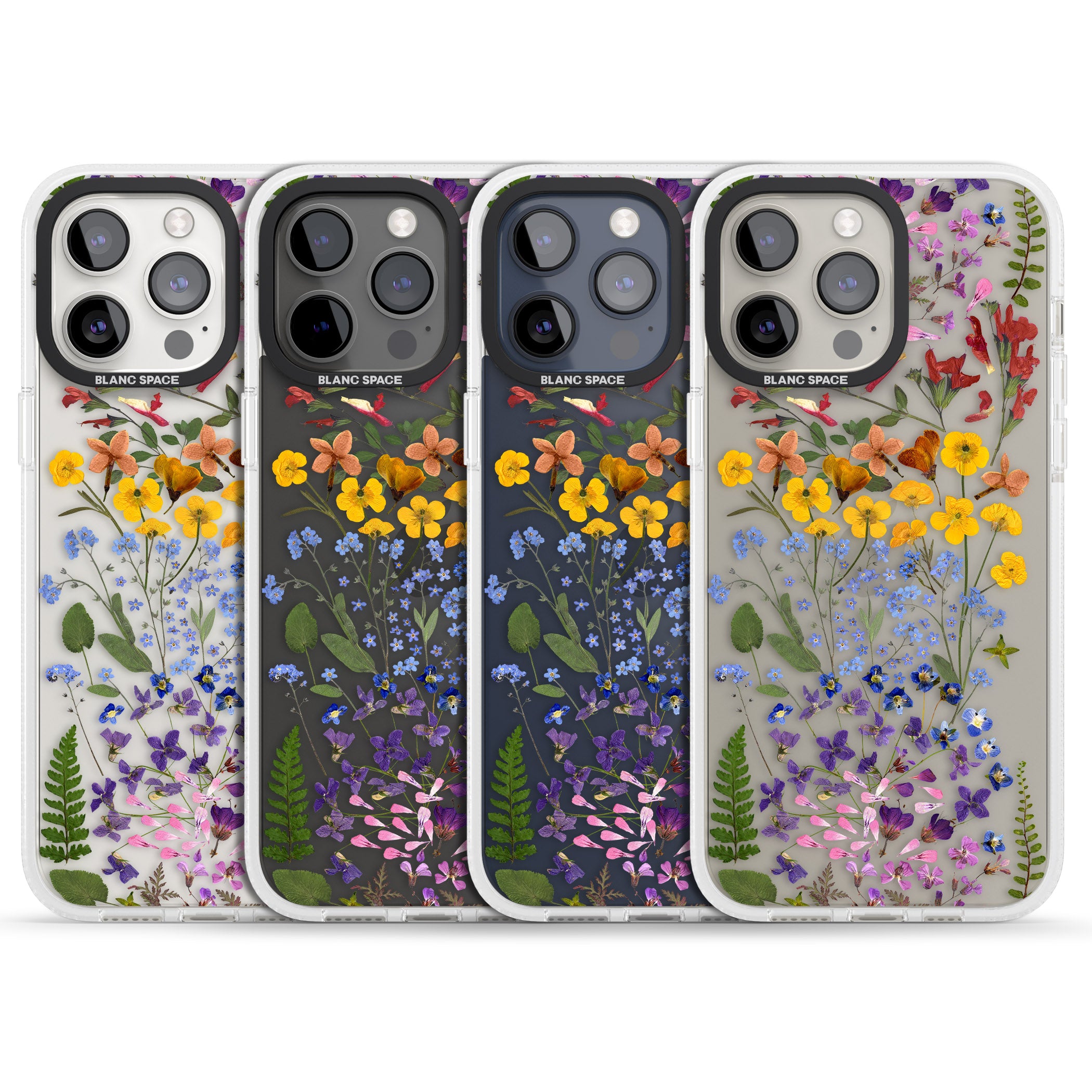 Wild Flower Stripe Design iPhone 15 Pro Max / 15 Pro / 14 Pro Max / 14 Pro / 13 Pro Clear Case Impact Air - Blanc Space