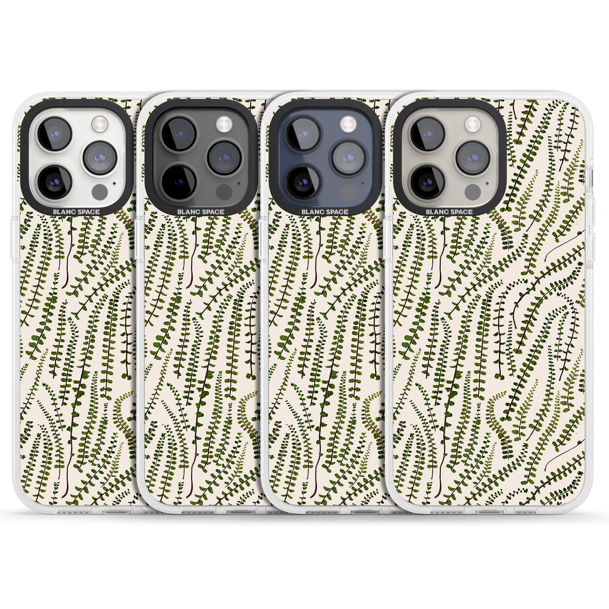 Fern Leaf Pattern Design - Cream iPhone 15 Pro Max / 15 Pro / 14 Pro Max / 14 Pro / 13 Pro Clear Case Impact Air - Blanc Space
