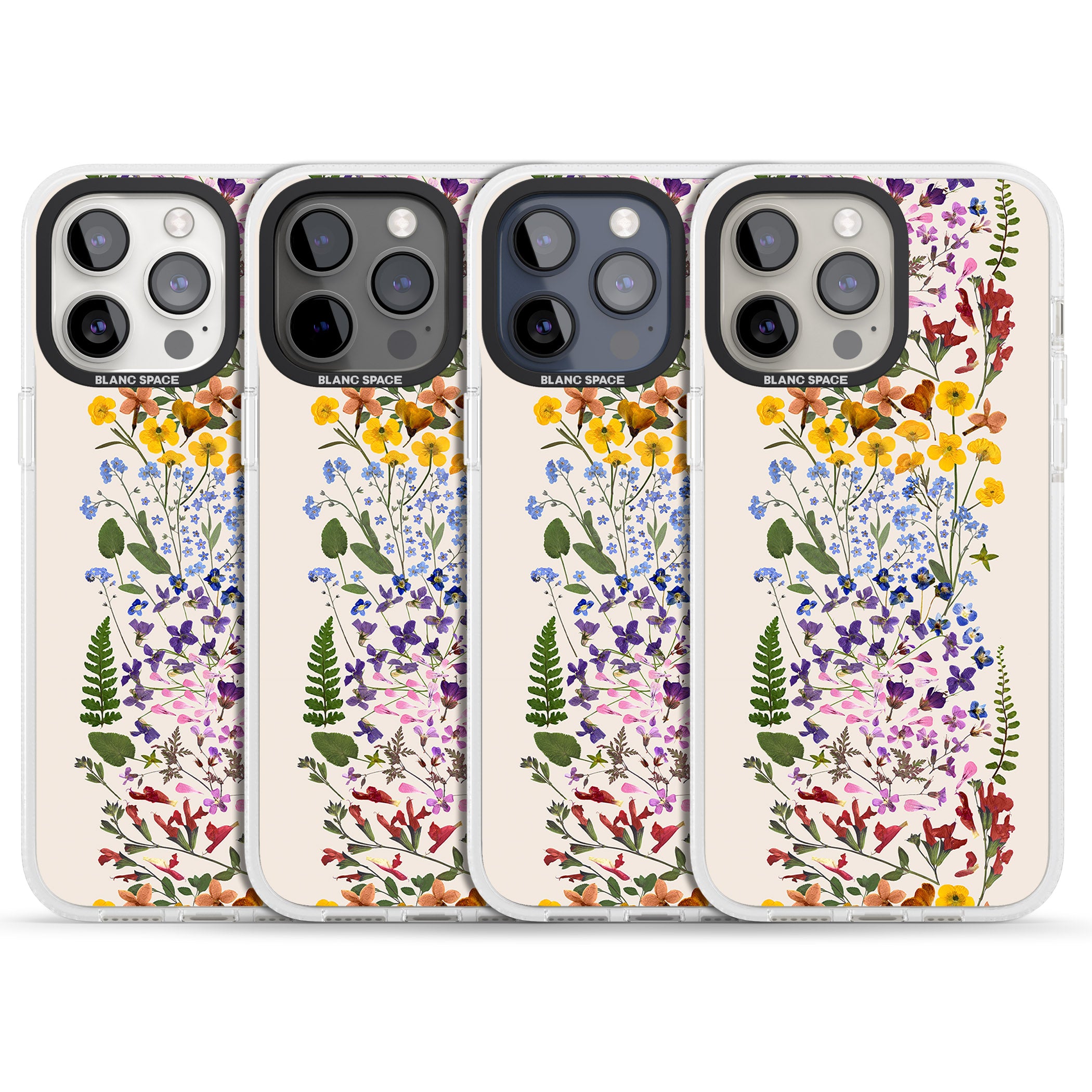 Wildflower Stripe Design - Cream iPhone 15 Pro Max / 15 Pro / 14 Pro Max / 14 Pro / 13 Pro Clear Case Impact Air - Blanc Space