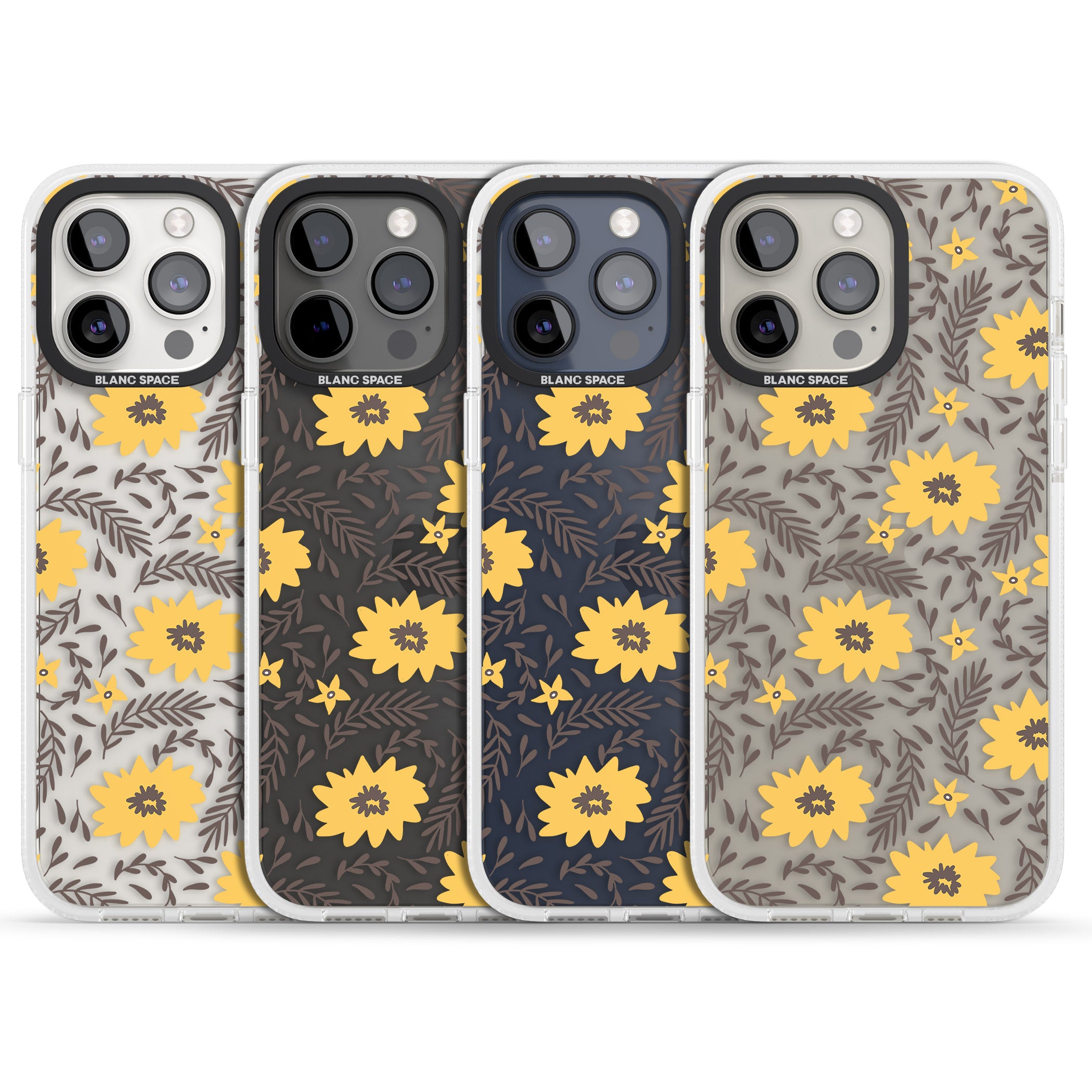 Yellow Blossoms Transparent Floral iPhone 15 Pro Max / 15 Pro / 14 Pro Max / 14 Pro / 13 Pro Clear Case Impact Air - Blanc Space