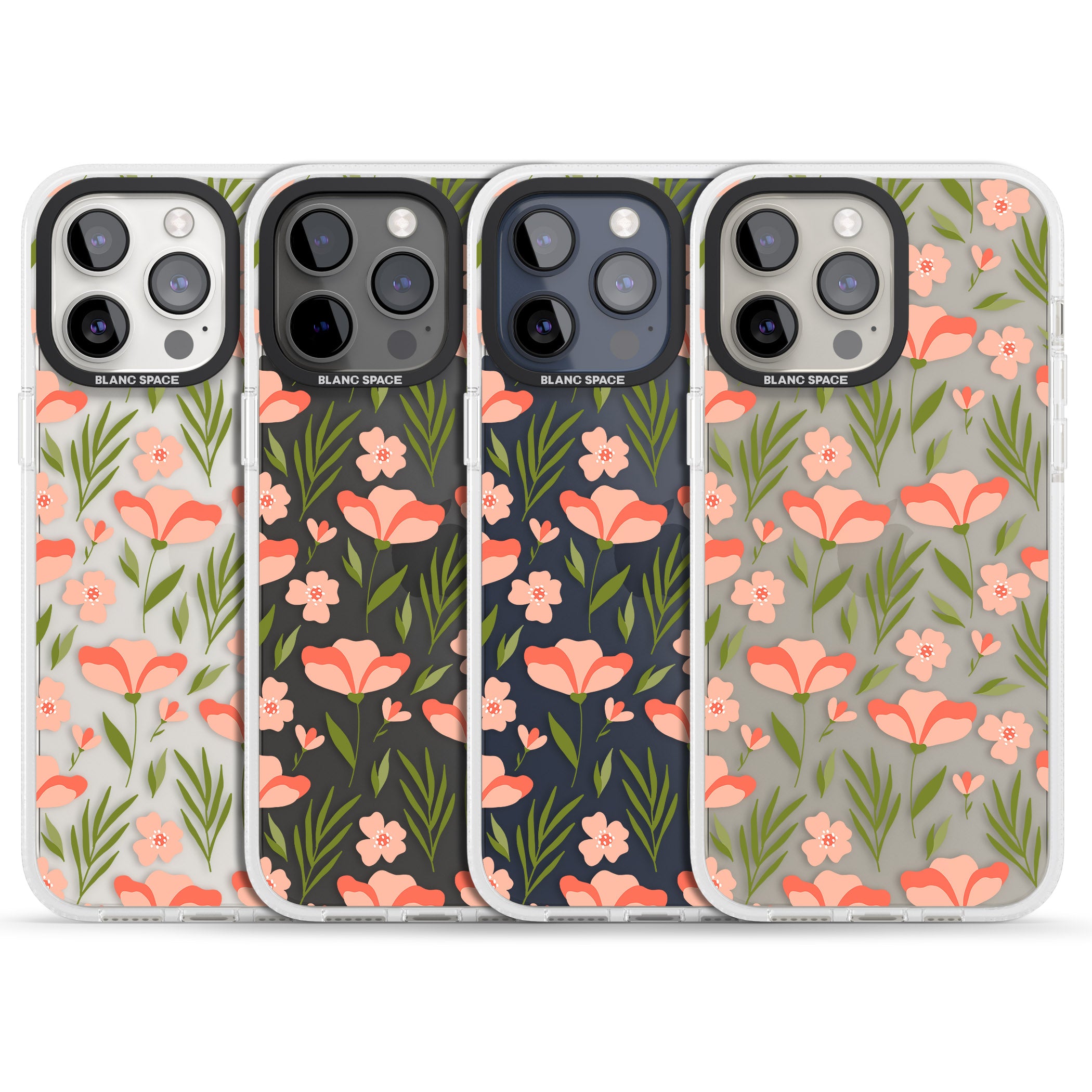 Pink Petals Transparent Floral iPhone 15 Pro Max / 15 Pro / 14 Pro Max / 14 Pro / 13 Pro Clear Case Impact Air - Blanc Space