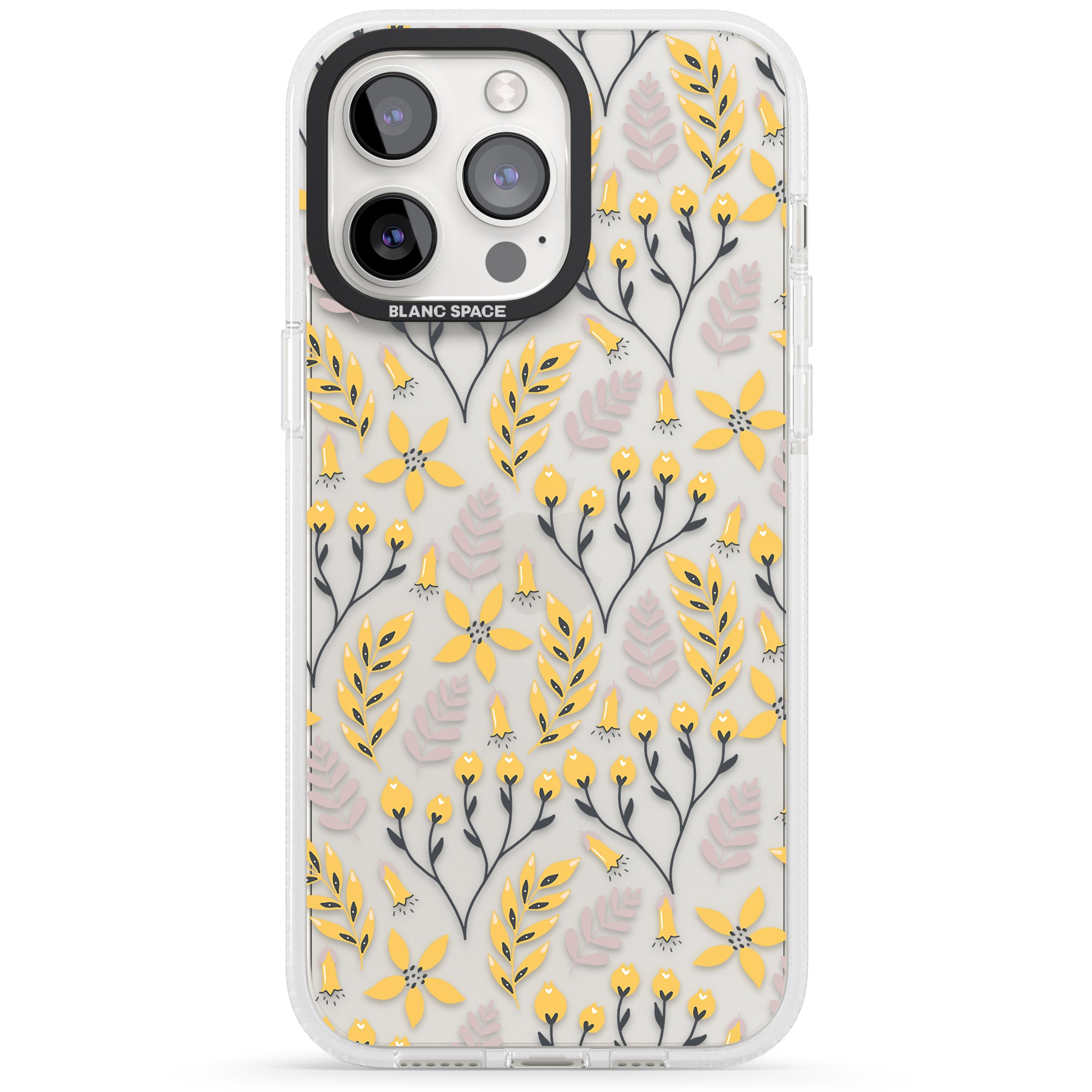 Yellow Leaves Transparent Floral iPhone 15 Pro Max / 15 Pro / 14 Pro Max / 14 Pro / 13 Pro Clear Case Impact Air - Blanc Space