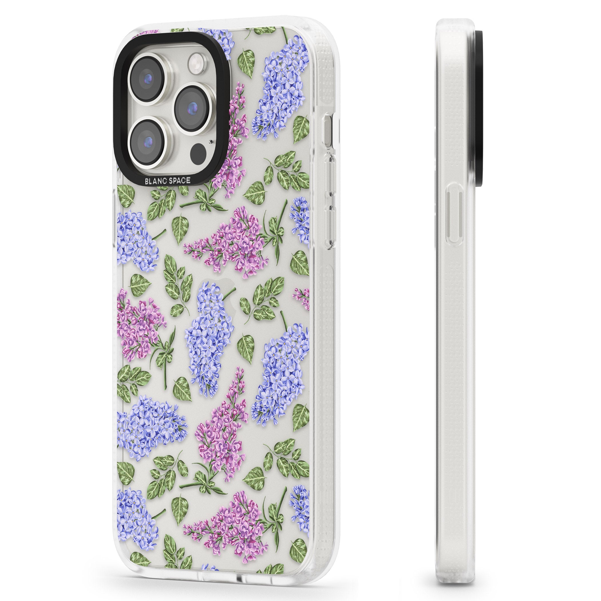 Purple Blossoms Transparent Floral iPhone 15 Pro Max / 15 Pro / 14 Pro Max / 14 Pro / 13 Pro Clear Case Impact Air - Blanc Space