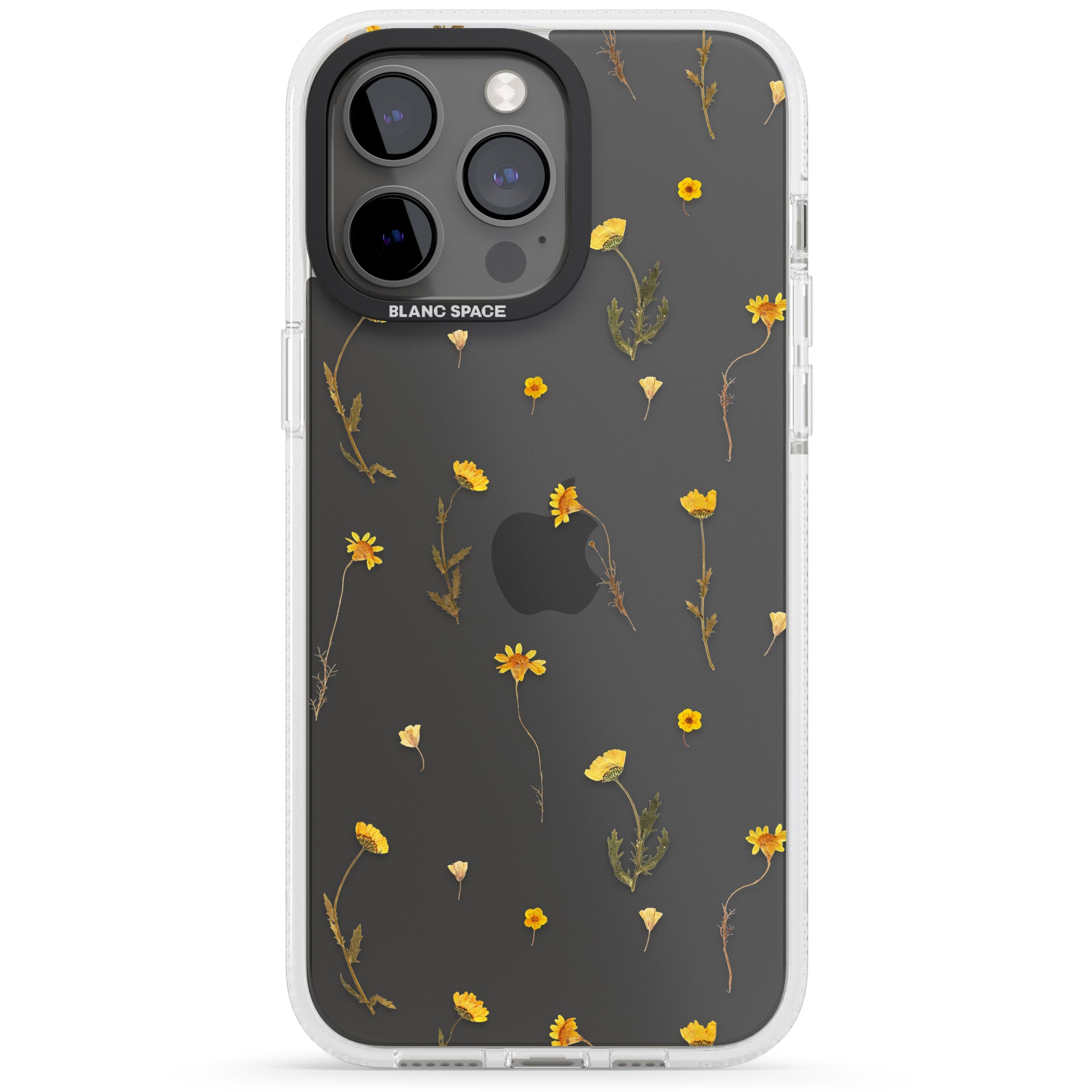 Mixed Yellow Flowers - Dried Flower-Inspired iPhone 15 Pro Max / 15 Pro / 14 Pro Max / 14 Pro / 13 Pro Clear Case Impact Air - Blanc Space