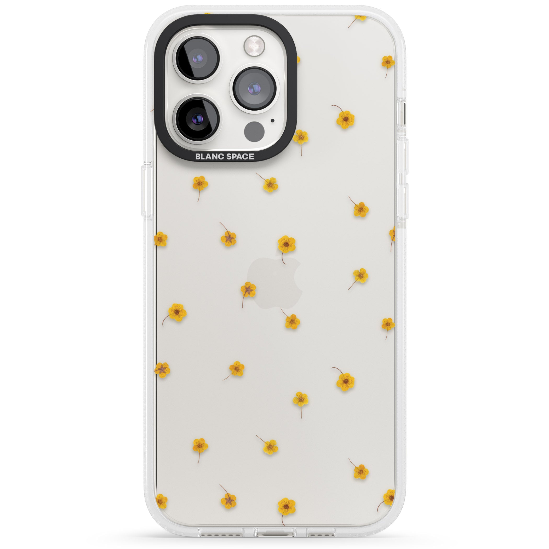 Yellow Flower Pattern - Dried Flower-Inspired iPhone 15 Pro Max / 15 Pro / 14 Pro Max / 14 Pro / 13 Pro Clear Case Impact Air - Blanc Space