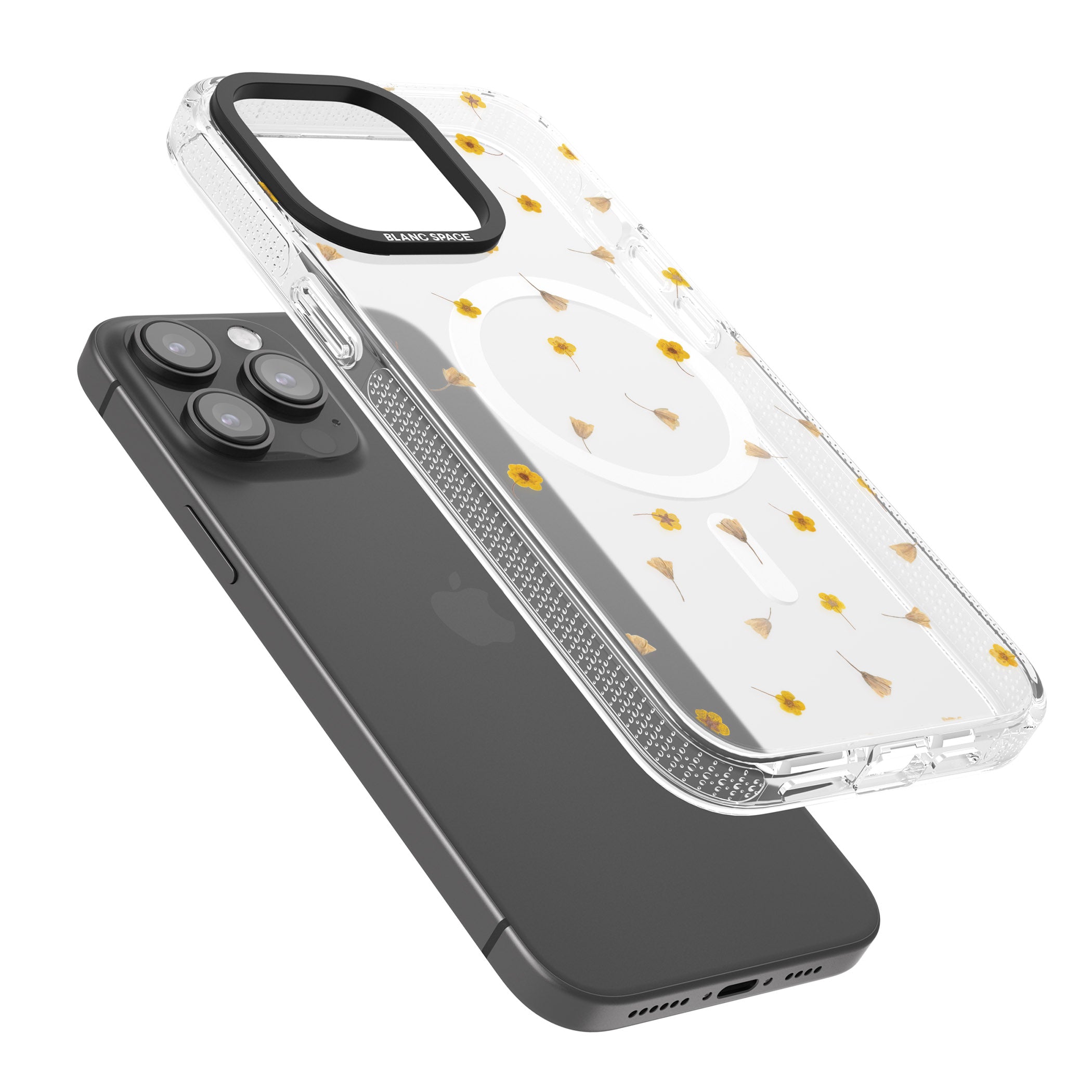 Small Flower Mix - Dried Flower-Inspired Design iPhone 15 Pro Max / 15 Pro / 14 Pro Max / 14 Pro / 13 Pro Clear Case Impact Air - Blanc Space
