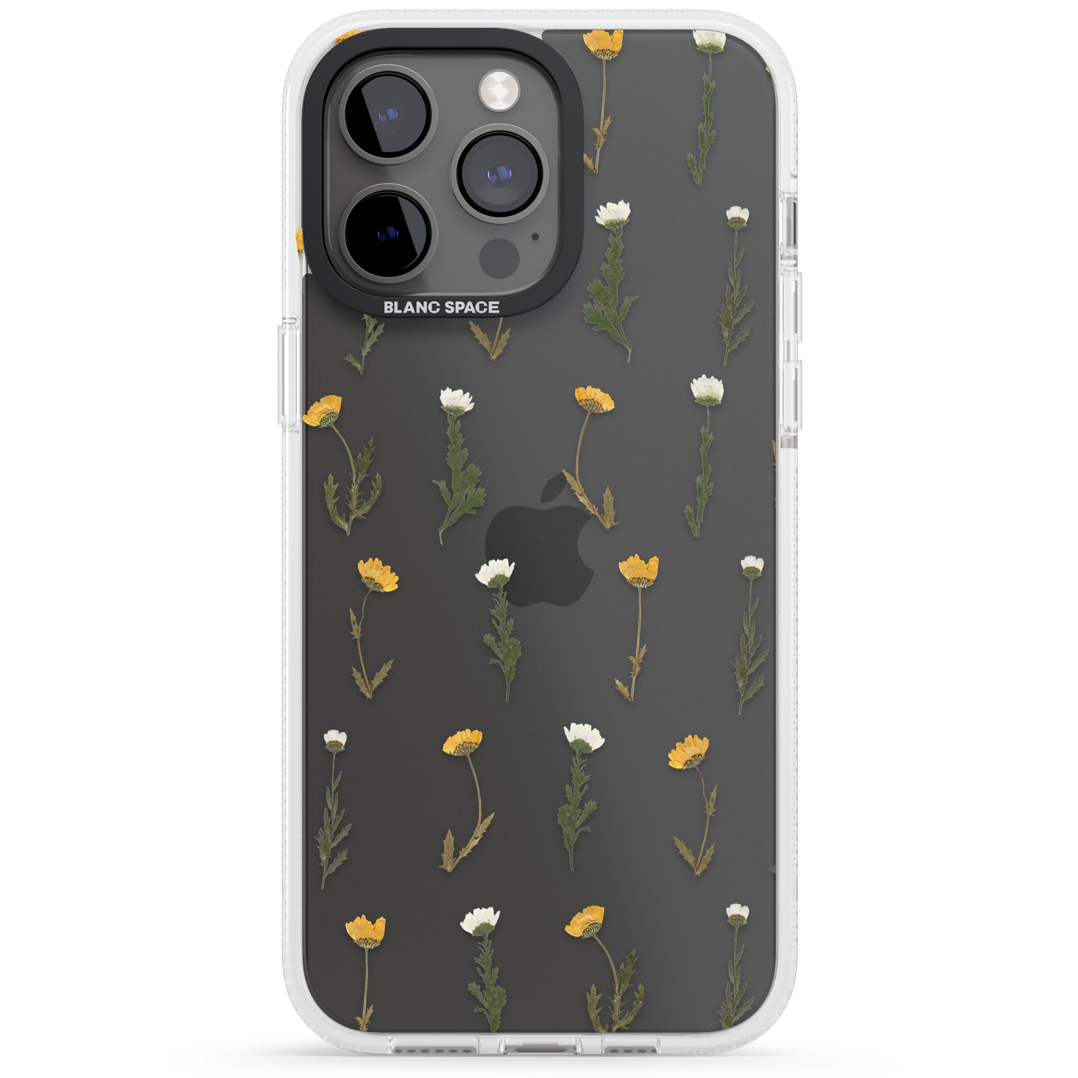 Pressed Flower iPhone 15 Pro Max / 15 Pro / 14 Pro Max / 14 Pro / 13 Pro Clear Case Impact Air - Blanc Space
