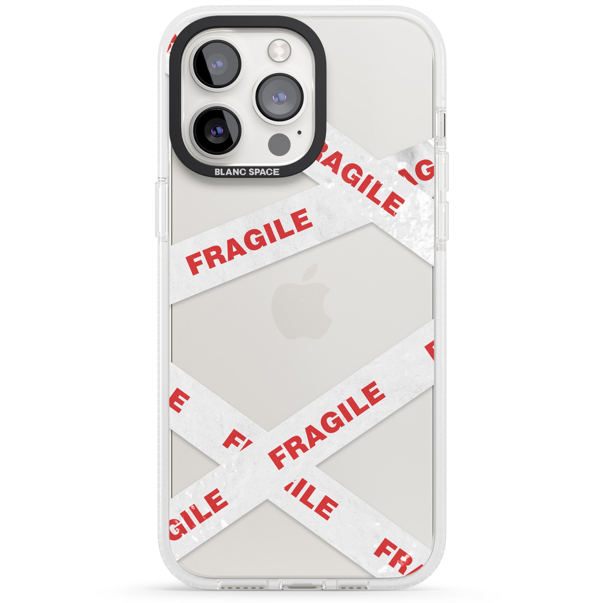 Fragile Tape iPhone 15 Pro Max / 15 Pro / 14 Pro Max / 14 Pro / 13 Pro Clear Case Impact Air - Blanc Space