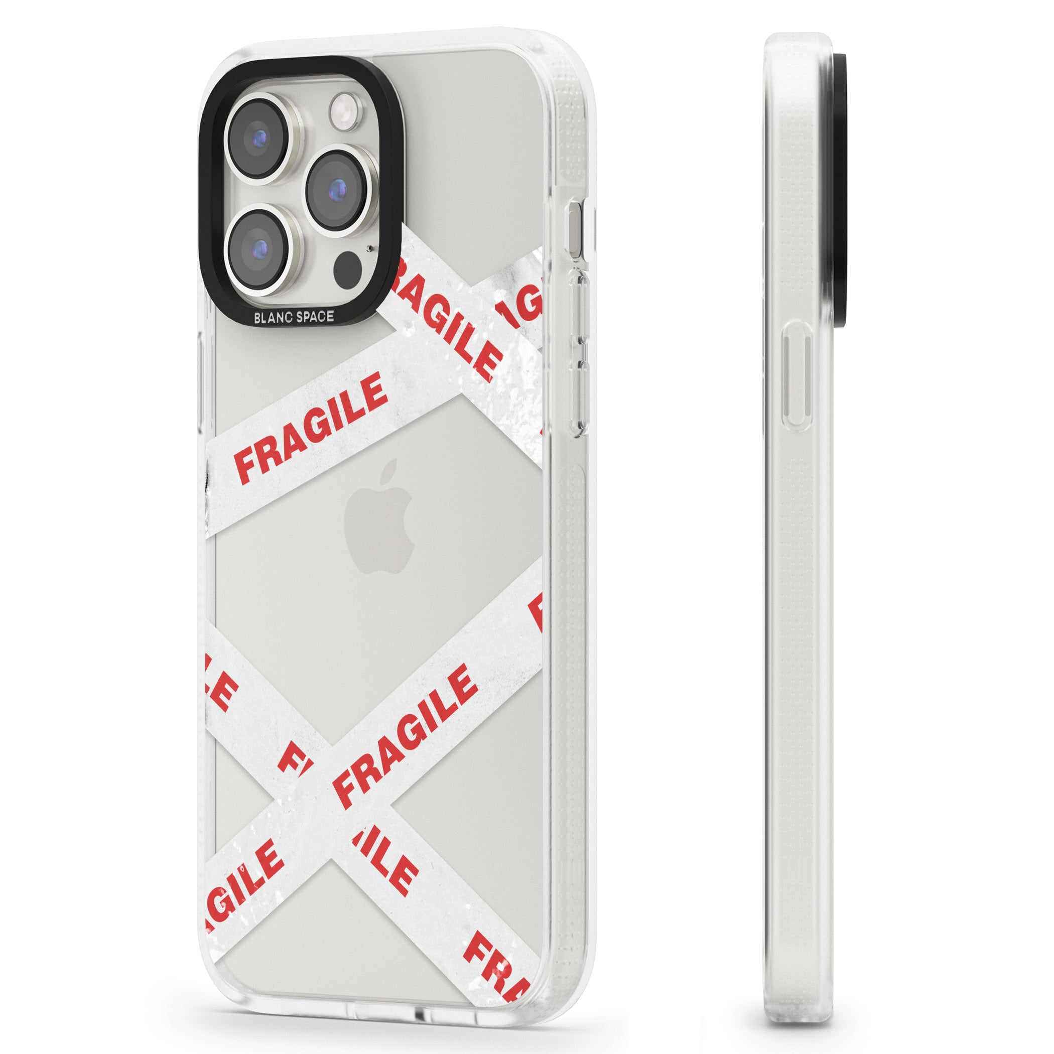 Fragile Tape iPhone 15 Pro Max / 15 Pro / 14 Pro Max / 14 Pro / 13 Pro Clear Case Impact Air - Blanc Space
