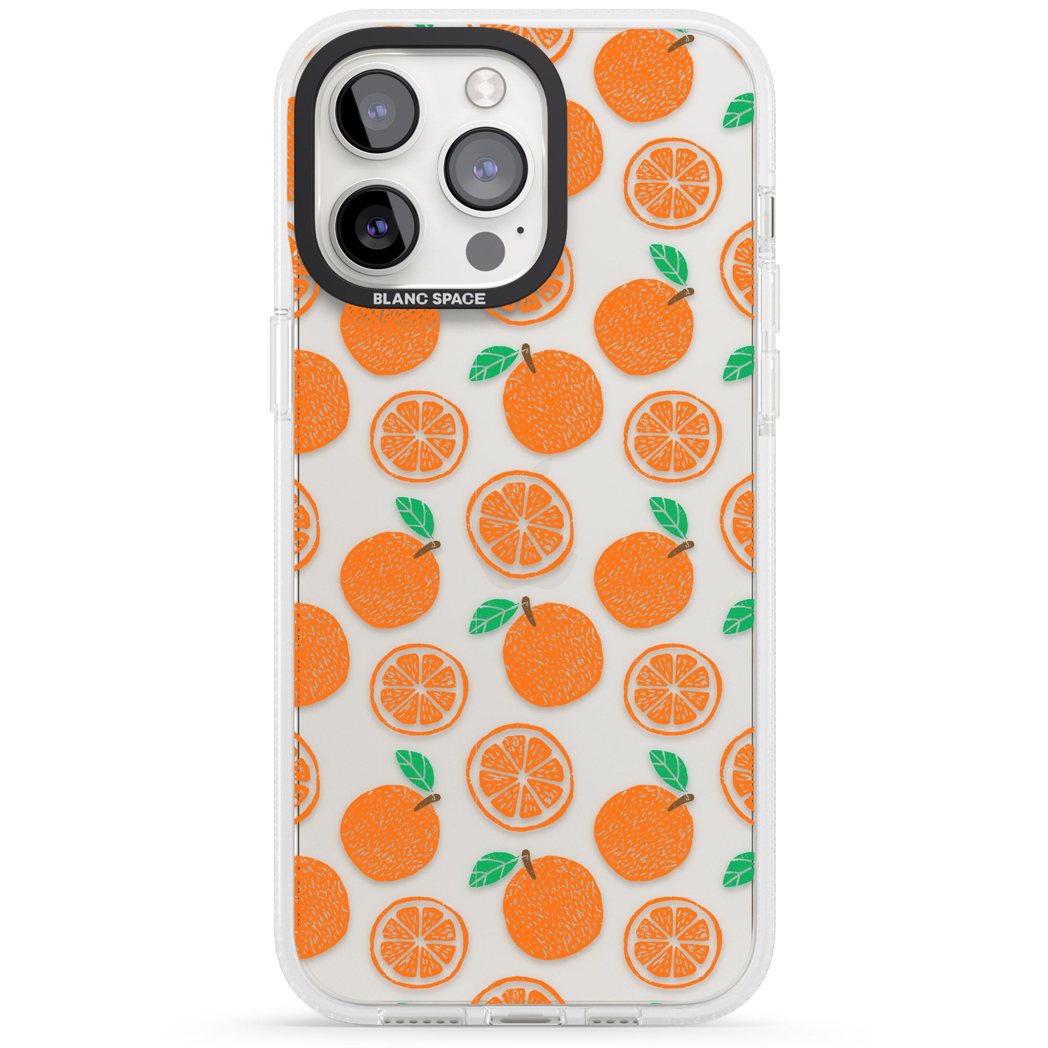 Orange Pattern iPhone 15 Pro Max / 15 Pro / 14 Pro Max / 14 Pro / 13 Pro Clear Case Impact Air - Blanc Space