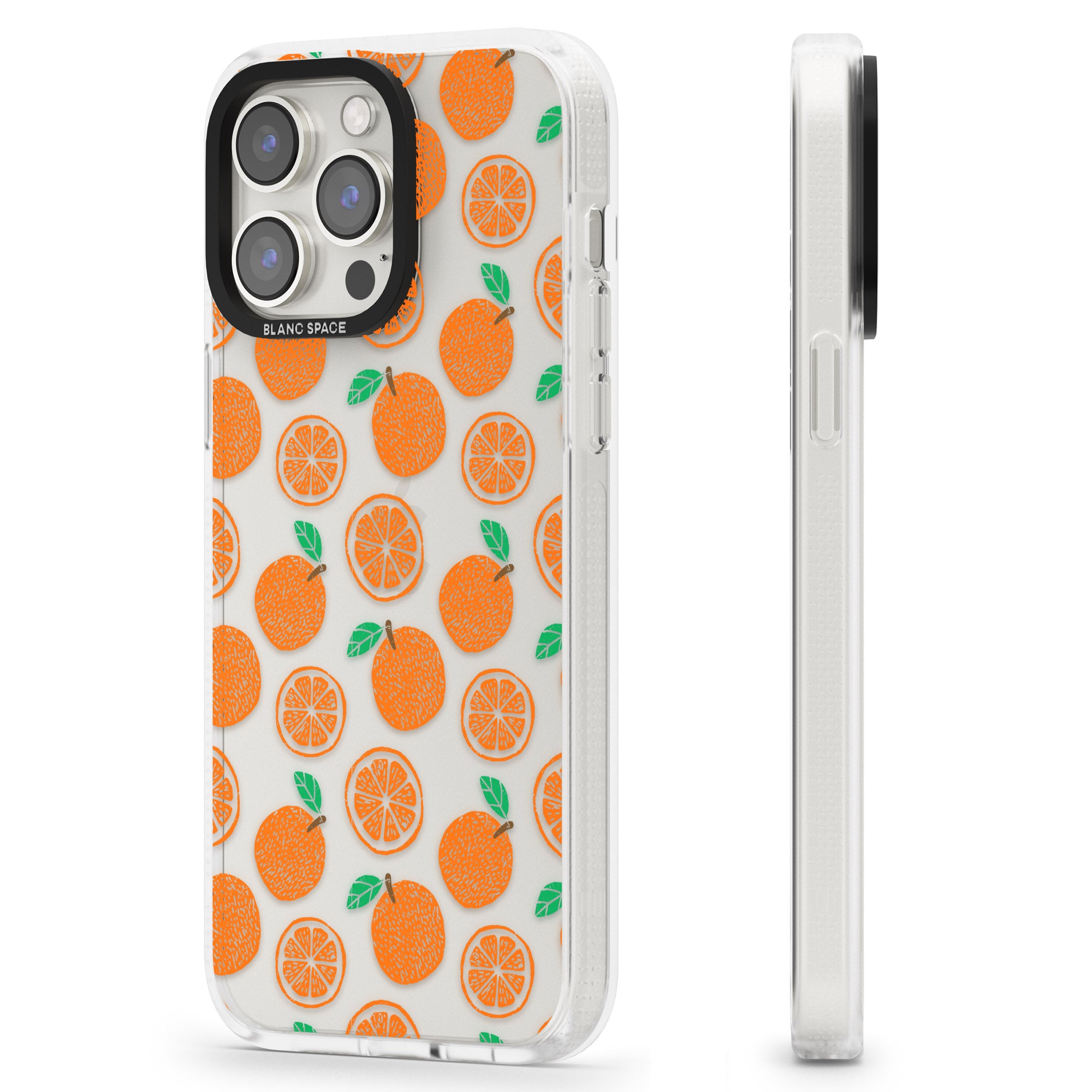 Orange Pattern iPhone 15 Pro Max / 15 Pro / 14 Pro Max / 14 Pro / 13 Pro Clear Case Impact Air - Blanc Space