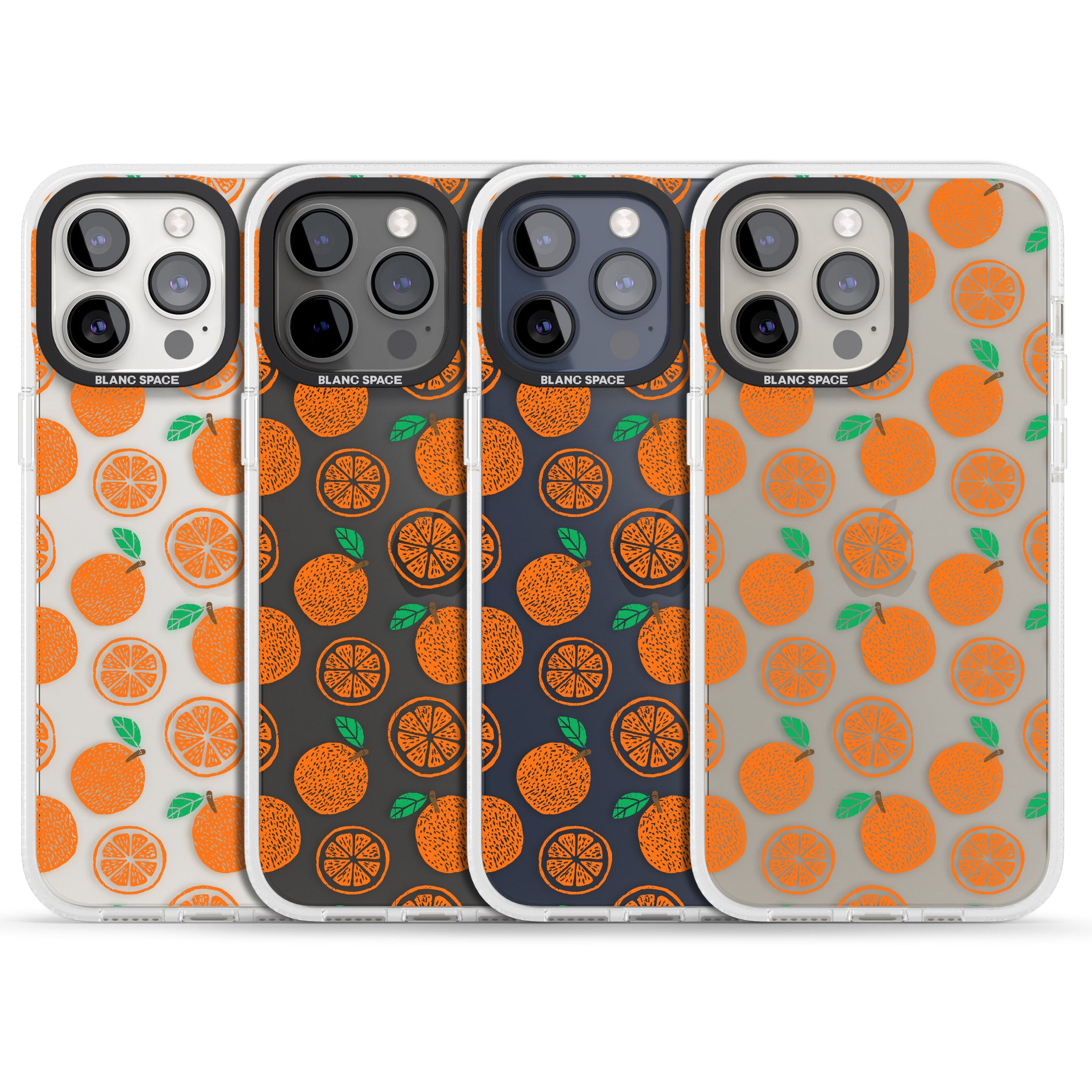 Orange Pattern iPhone 15 Pro Max / 15 Pro / 14 Pro Max / 14 Pro / 13 Pro Clear Case Impact Air - Blanc Space