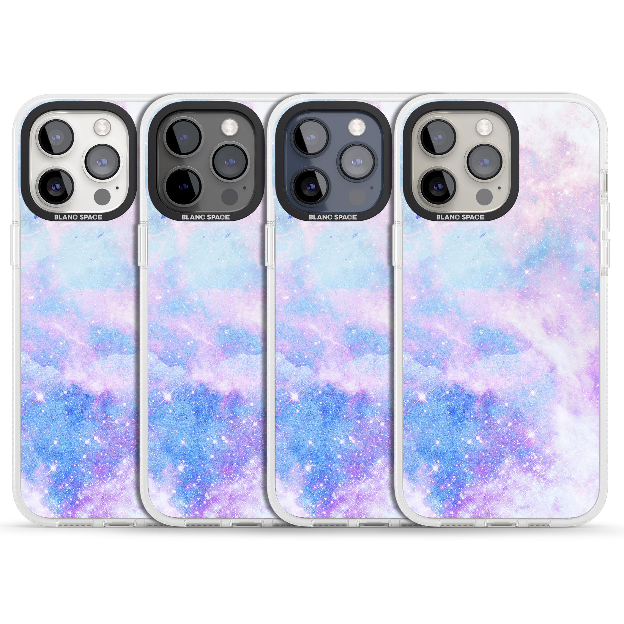 Light Blue Galaxy Pattern Design iPhone 15 Pro Max / 15 Pro / 14 Pro Max / 14 Pro / 13 Pro Clear Case Impact Air - Blanc Space