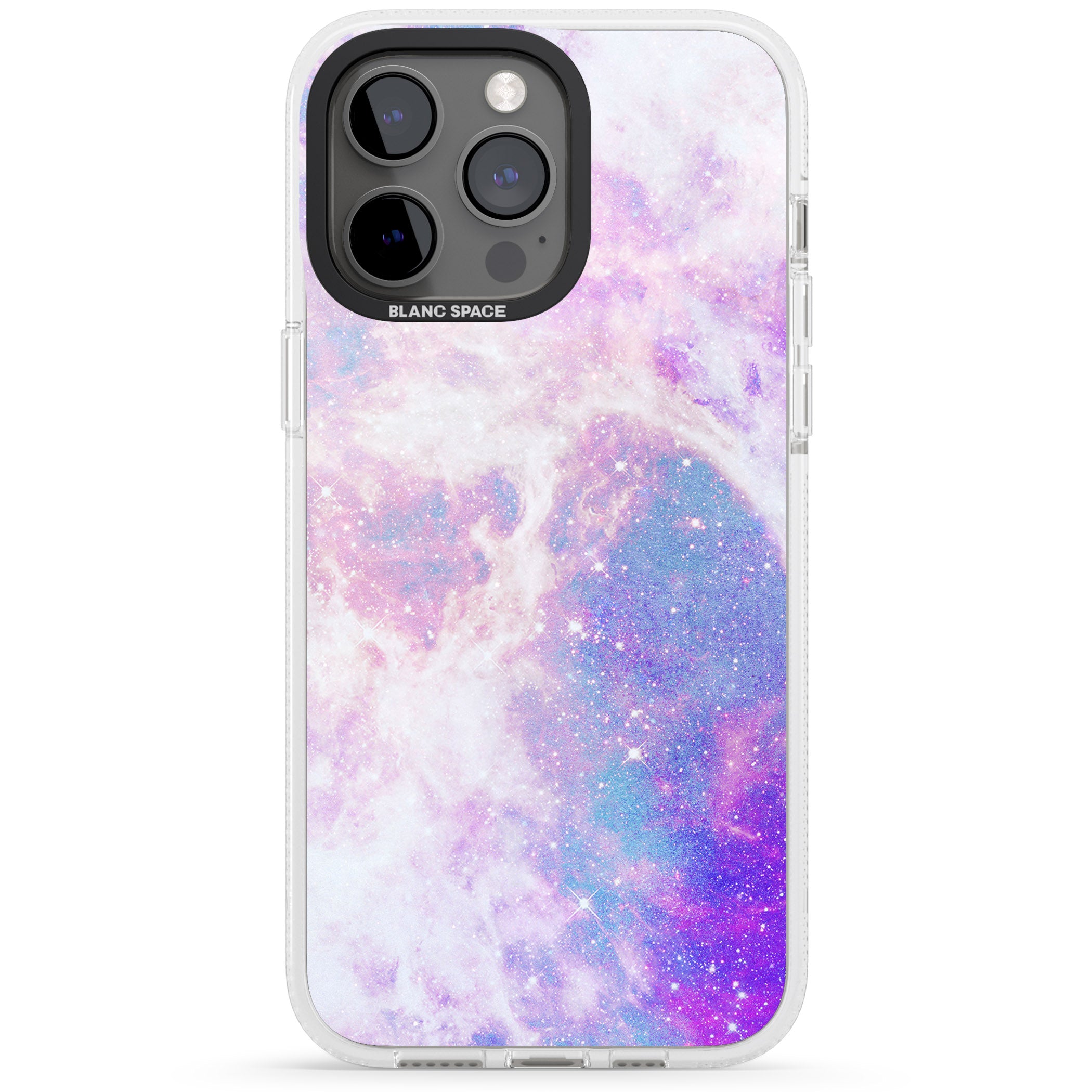 Purple & Blue Galaxy Pattern Design iPhone 15 Pro Max / 15 Pro / 14 Pro Max / 14 Pro / 13 Pro Clear Case Impact Air - Blanc Space