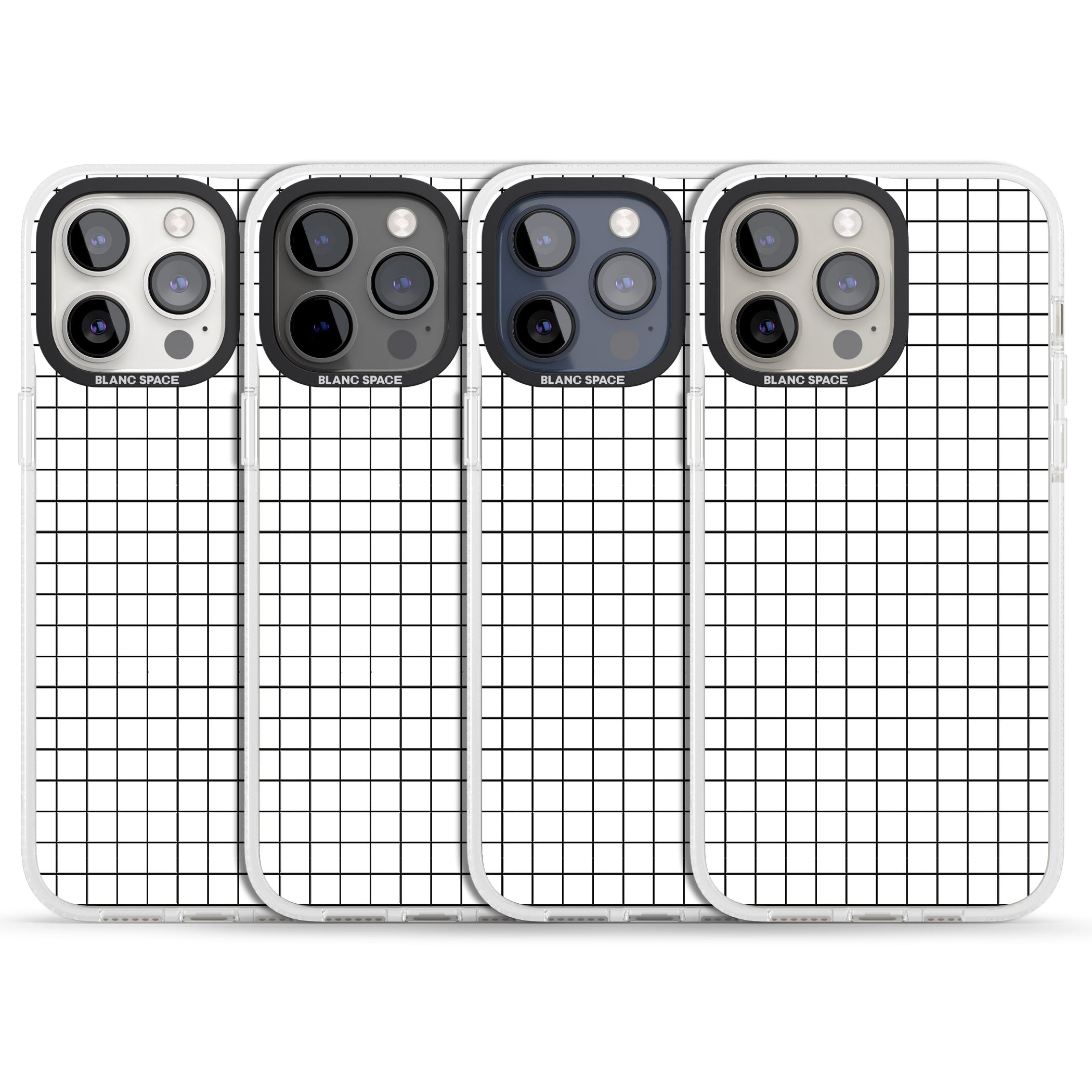 Simplistic Small Grid Designs White iPhone 15 Pro Max / 15 Pro / 14 Pro Max / 14 Pro / 13 Pro Clear Case Impact Air - Blanc Space
