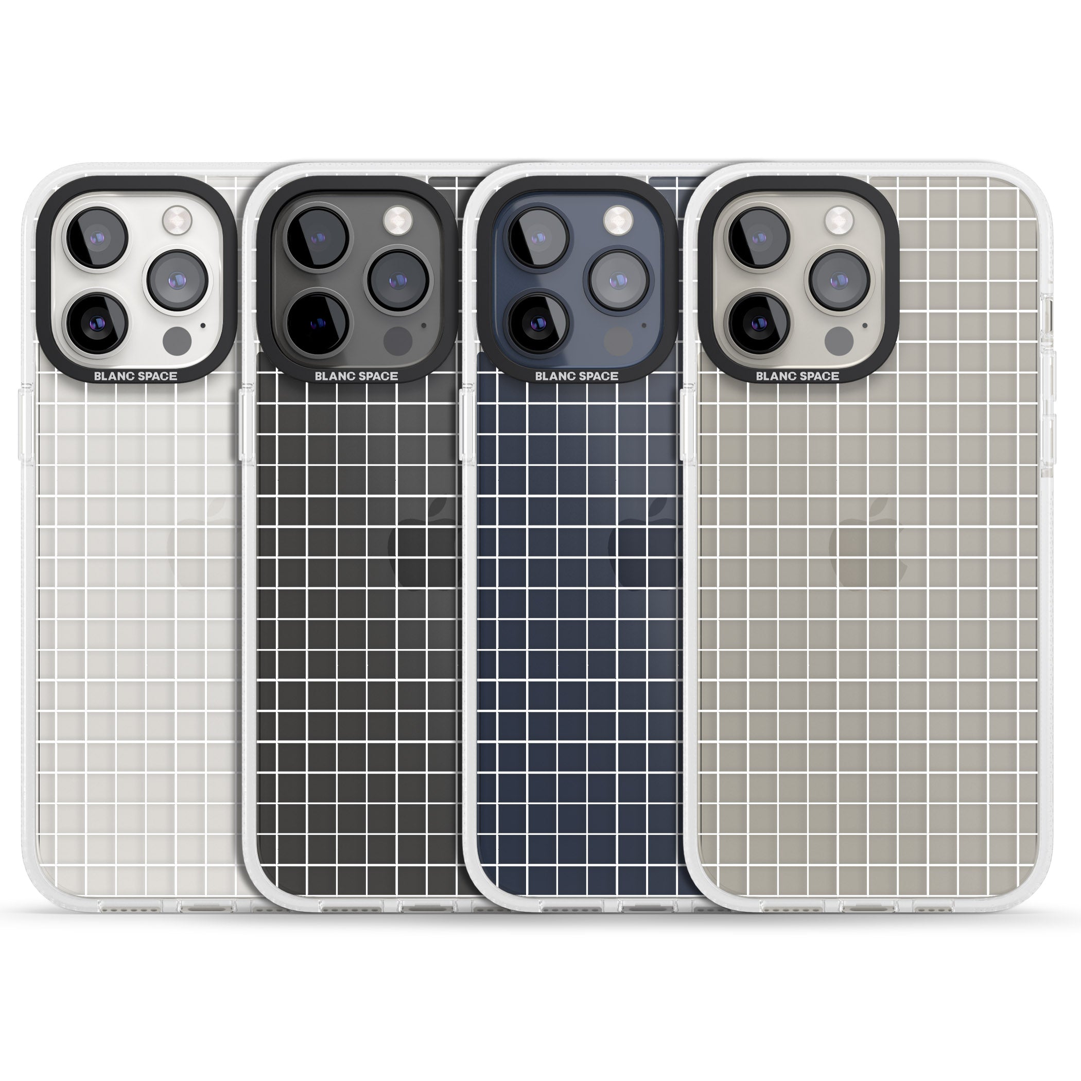Simplistic Small Grid Designs White (Transparent) iPhone 15 Pro Max / 15 Pro / 14 Pro Max / 14 Pro / 13 Pro Clear Case Impact Air - Blanc Space