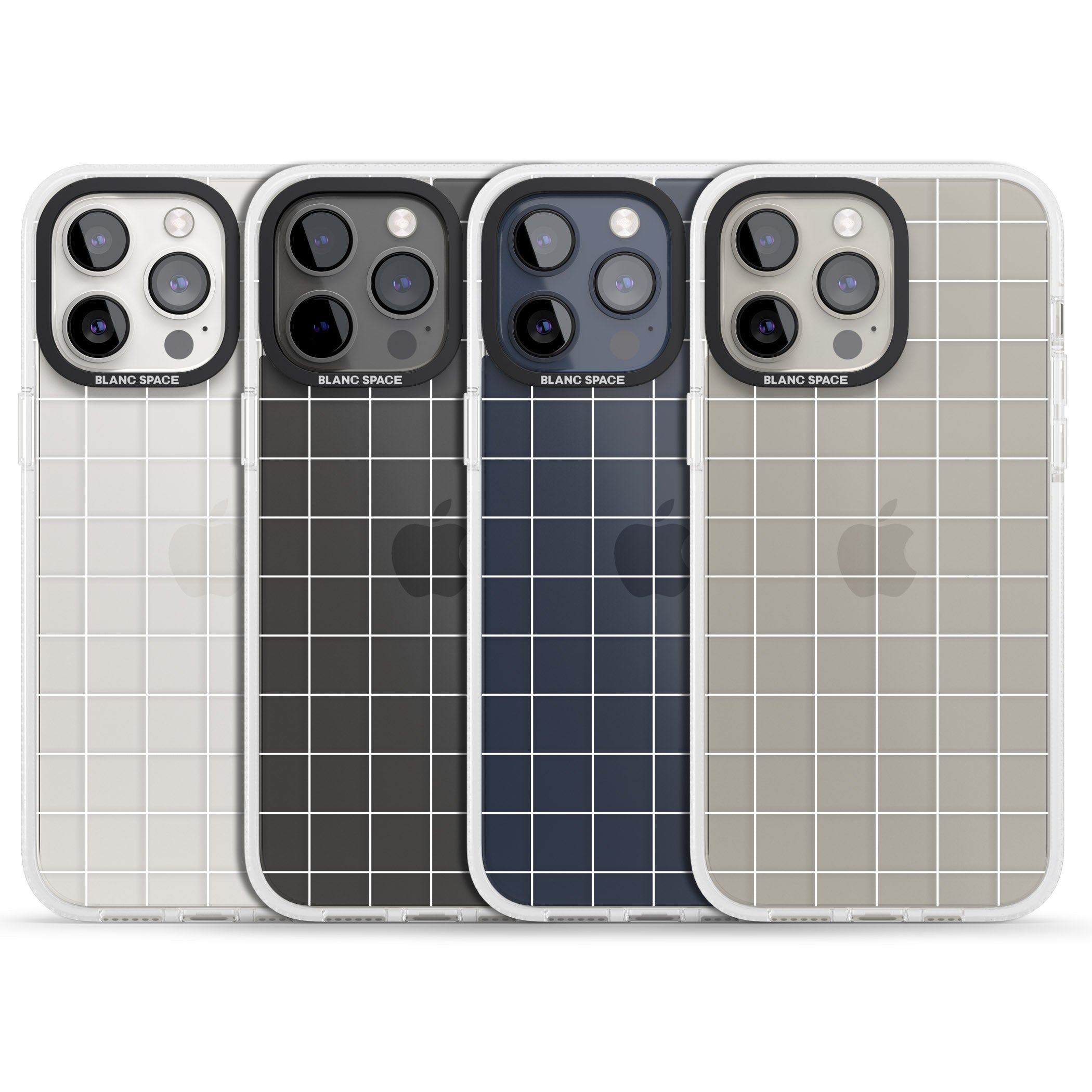 Simplistic Large Grid Pattern White (Transparent) iPhone 15 Pro Max / 15 Pro / 14 Pro Max / 14 Pro / 13 Pro Clear Case Impact Air - Blanc Space