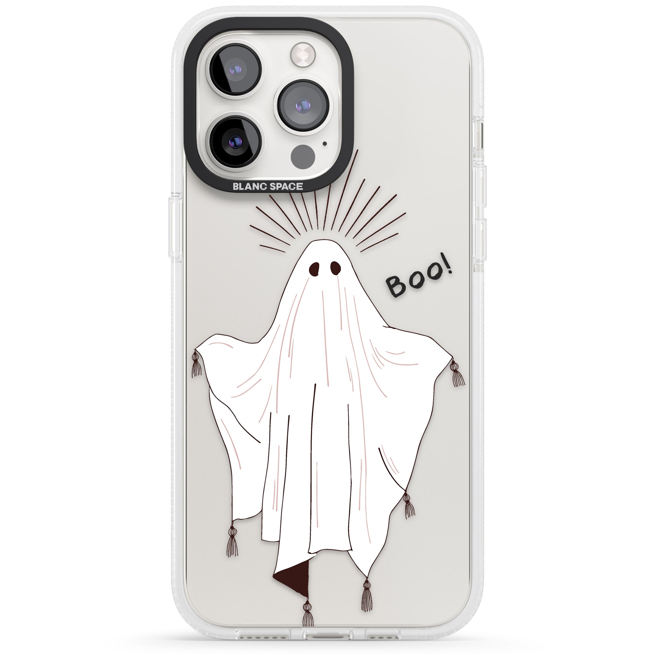 BOO! iPhone 15 Pro Max / 15 Pro / 14 Pro Max / 14 Pro / 13 Pro Clear Case Impact Air - Blanc Space