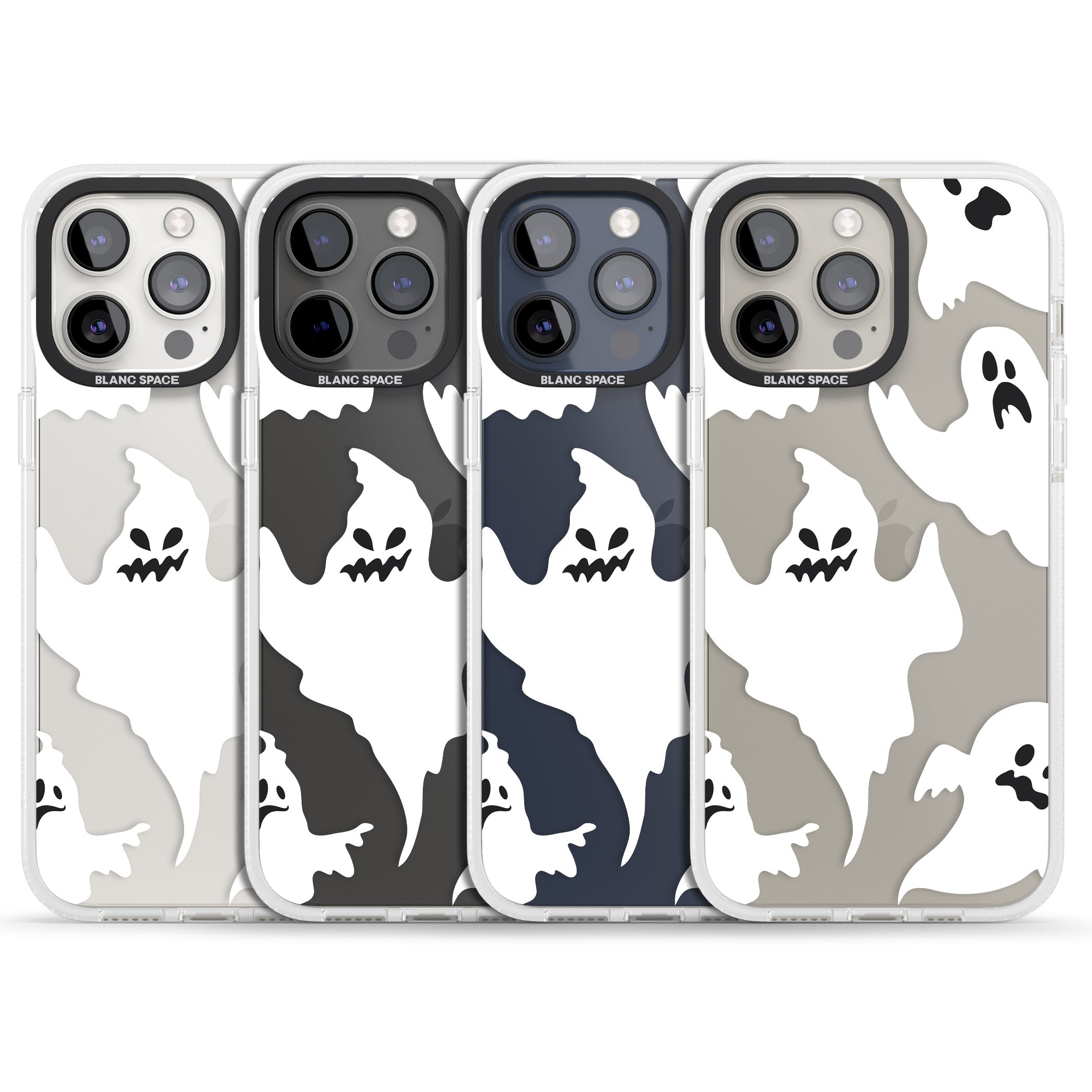 Ghost Pattern iPhone 15 Pro Max / 15 Pro / 14 Pro Max / 14 Pro / 13 Pro Clear Case Impact Air - Blanc Space