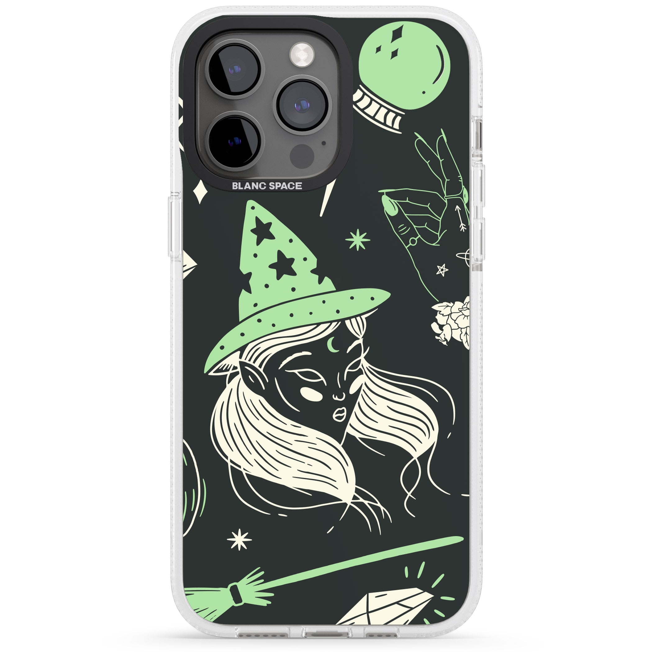 Astrology Witch Pattern iPhone 15 Pro Max / 15 Pro / 14 Pro Max / 14 Pro / 13 Pro Clear Case Impact Air - Blanc Space