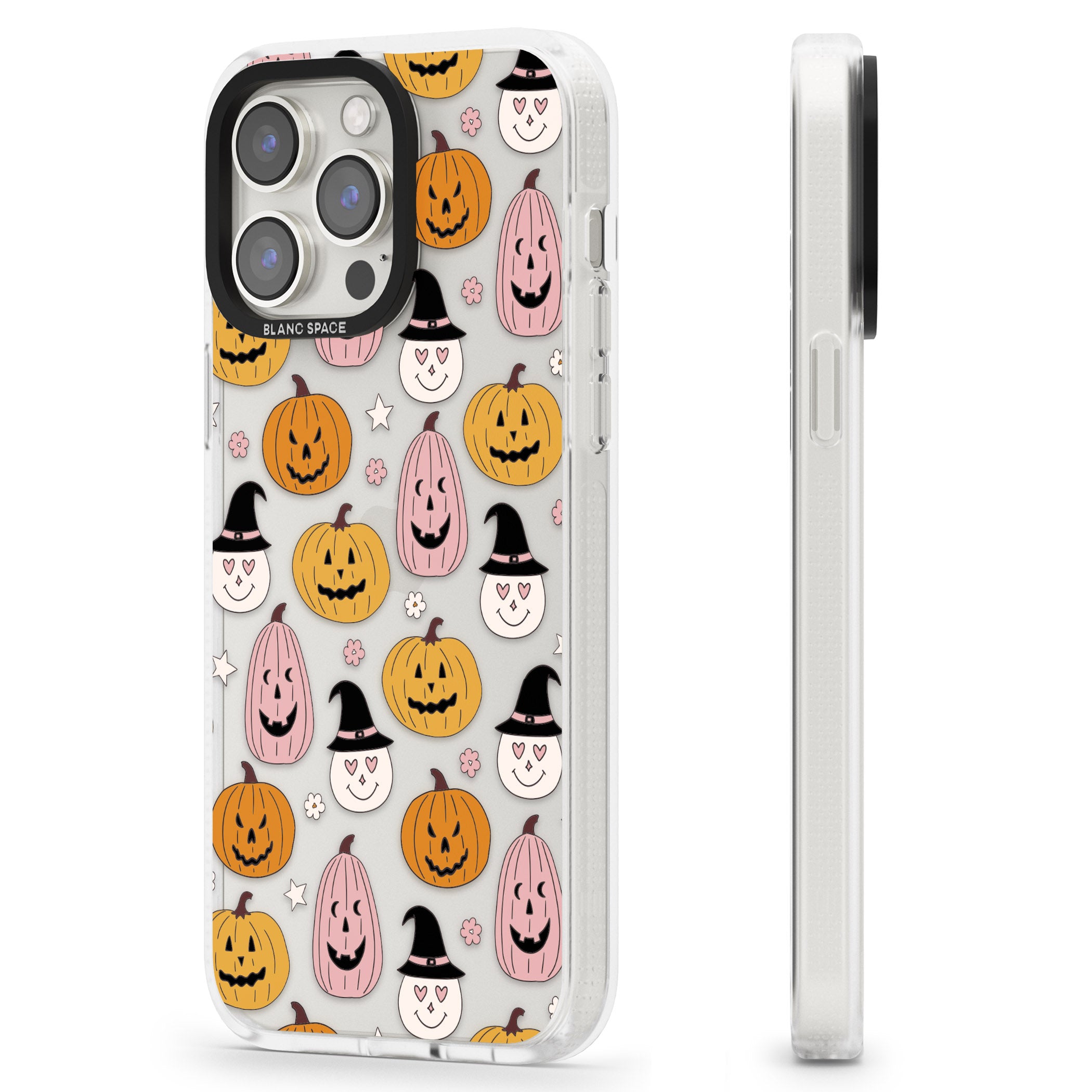 Witches and Pumpkins Pattern iPhone 15 Pro Max / 15 Pro / 14 Pro Max / 14 Pro / 13 Pro Clear Case Impact Air - Blanc Space