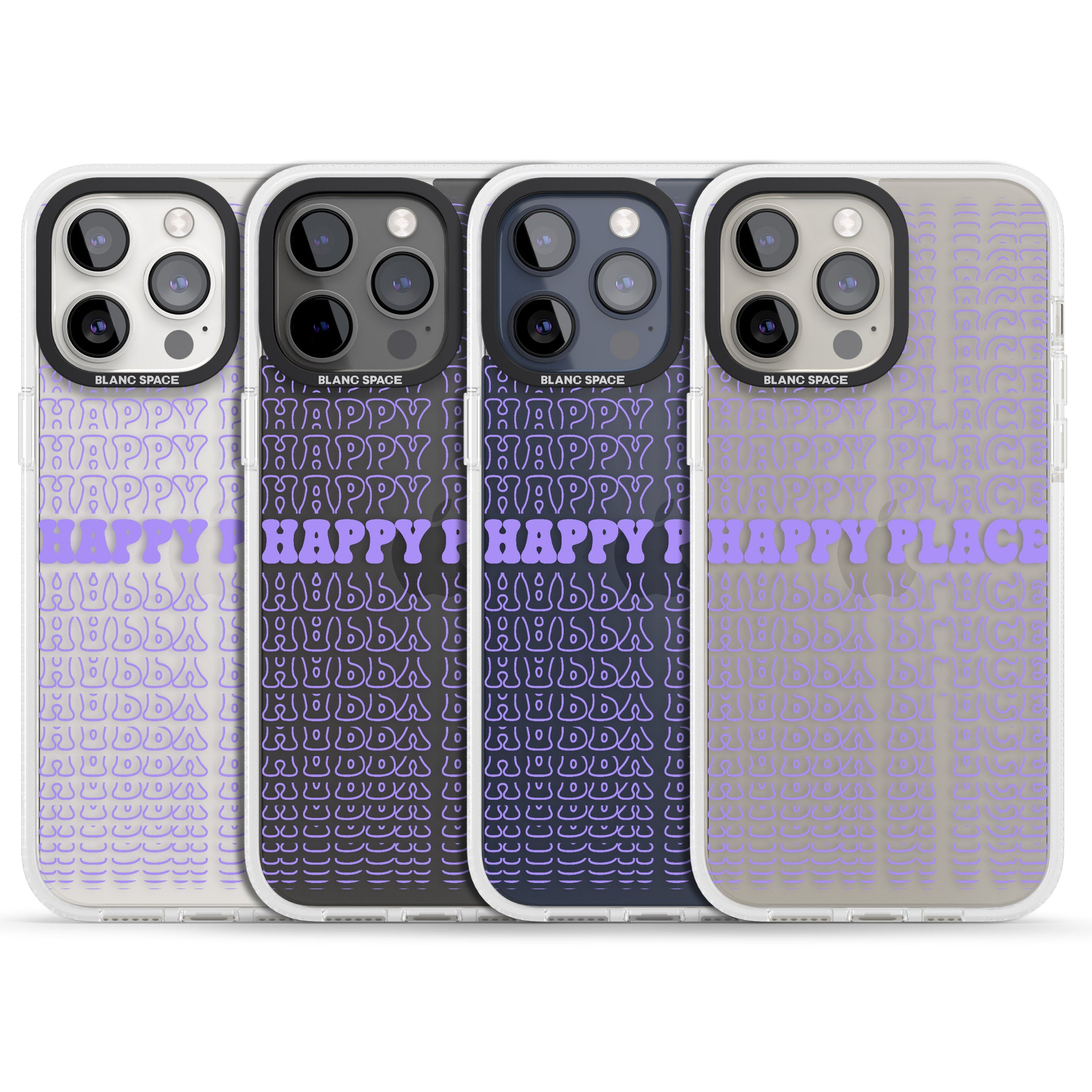 Happy Place (Purple) iPhone 15 Pro Max / 15 Pro / 14 Pro Max / 14 Pro / 13 Pro Clear Case Impact Air - Blanc Space