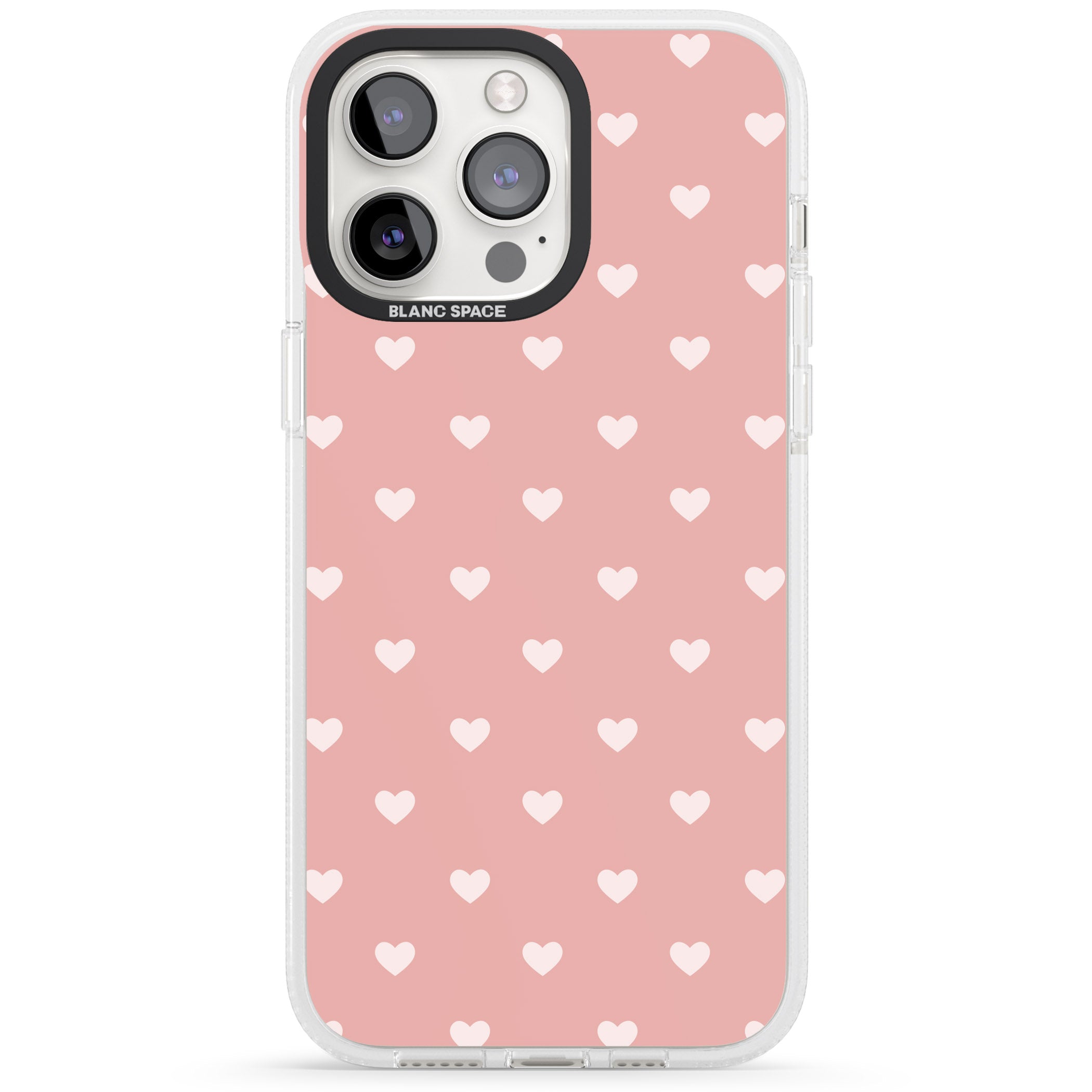 Small Heart Pattern: Pink iPhone 15 Pro Max / 15 Pro / 14 Pro Max / 14 Pro / 13 Pro Clear Case Impact Air - Blanc Space