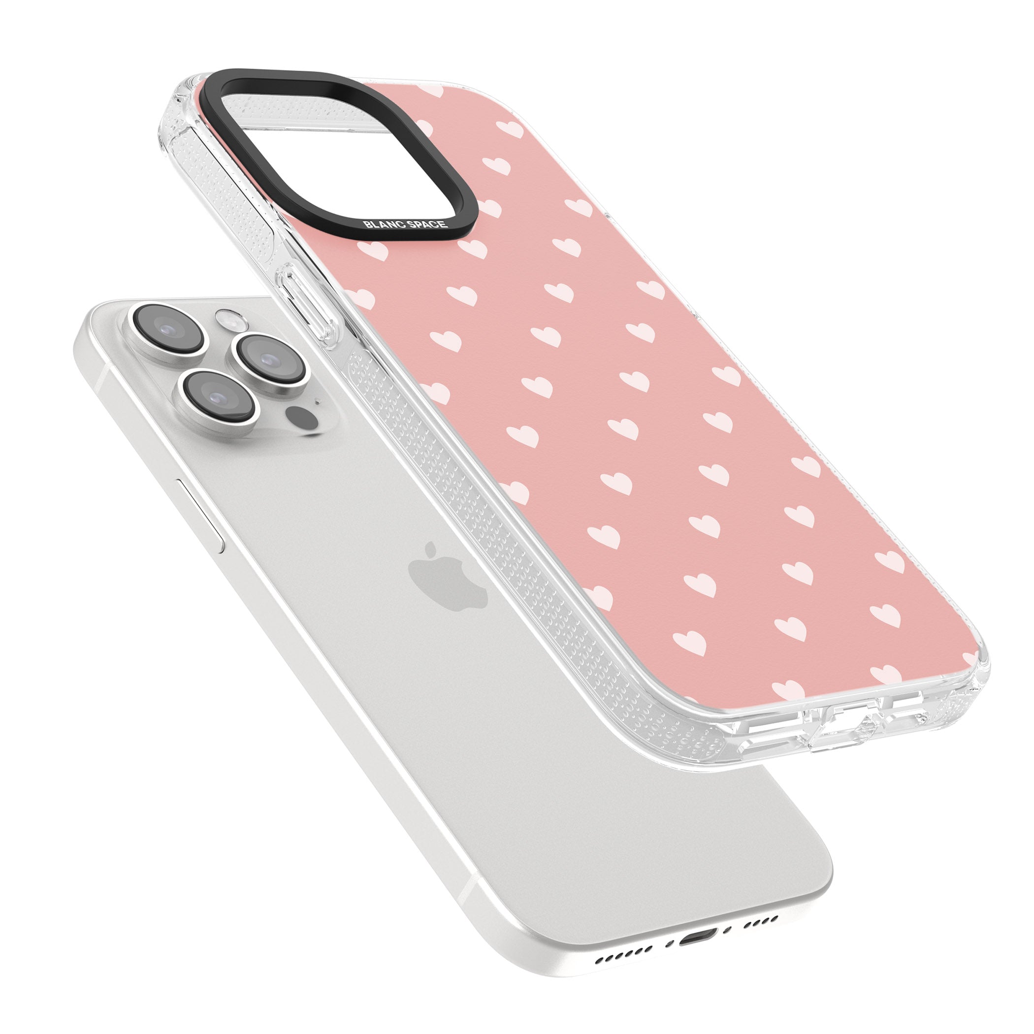 Small Heart Pattern: Pink iPhone 15 Pro Max / 15 Pro / 14 Pro Max / 14 Pro / 13 Pro Clear Case Impact Air - Blanc Space