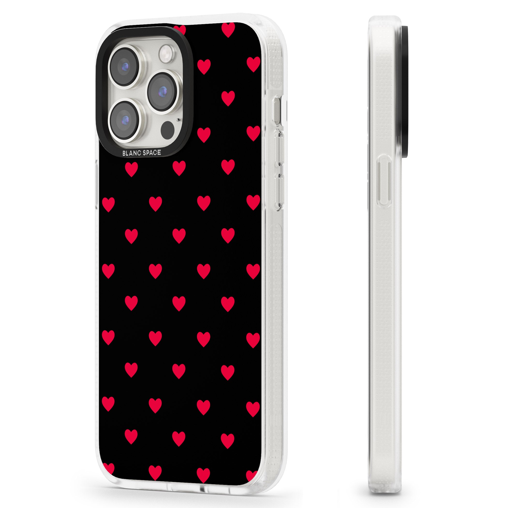 Small Heart Pattern: Red & iPhone 15 Pro Max / 15 Pro / 14 Pro Max / 14 Pro / 13 Pro Clear Case Impact Air - Blanc Space