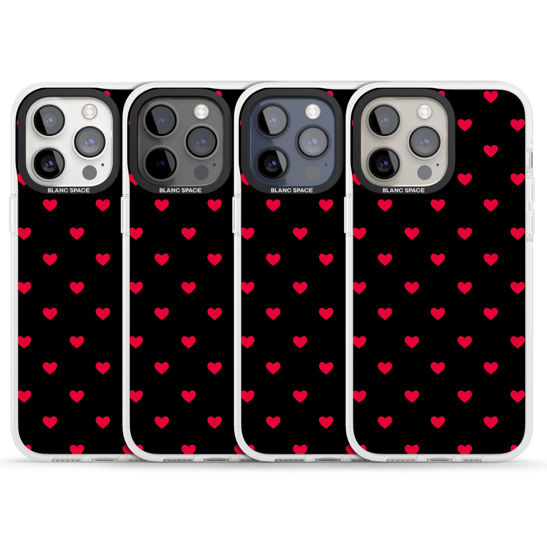 Small Heart Pattern: Red & iPhone 15 Pro Max / 15 Pro / 14 Pro Max / 14 Pro / 13 Pro Clear Case Impact Air - Blanc Space