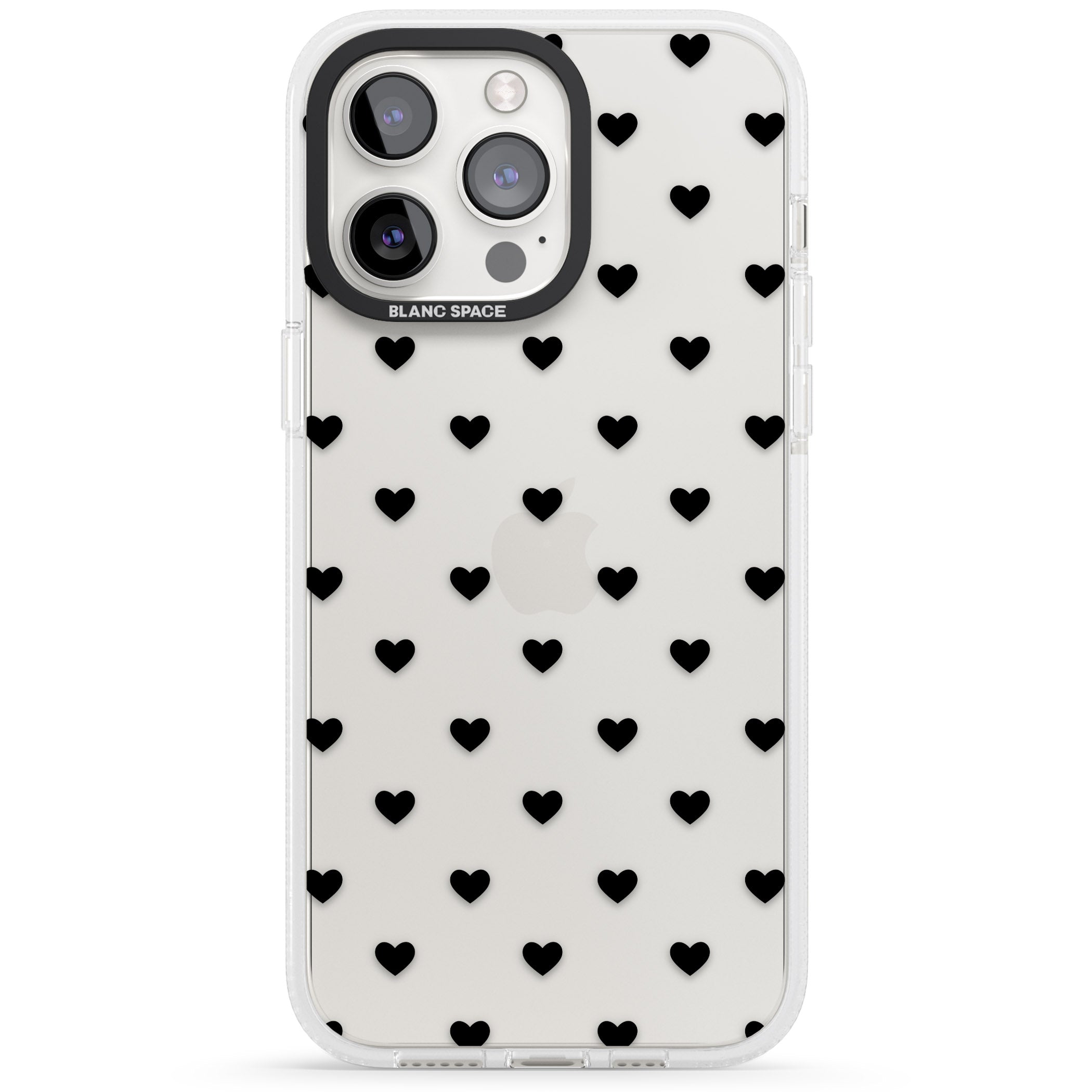 Small Heart Pattern: White & iPhone 15 Pro Max / 15 Pro / 14 Pro Max / 14 Pro / 13 Pro Clear Case Impact Air - Blanc Space