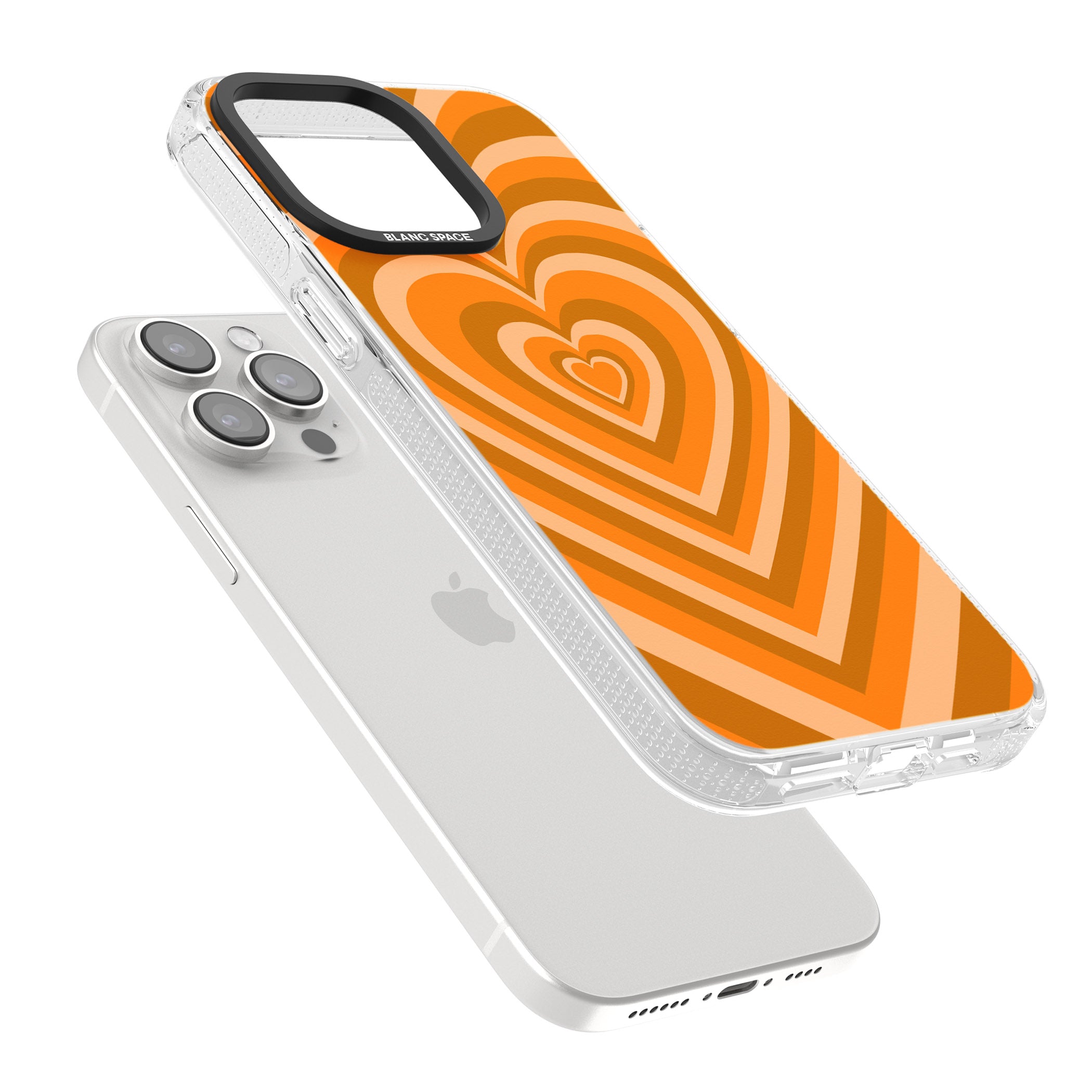 Orange Heart Illusion iPhone 15 Pro Max / 15 Pro / 14 Pro Max / 14 Pro / 13 Pro Clear Case Impact Air - Blanc Space