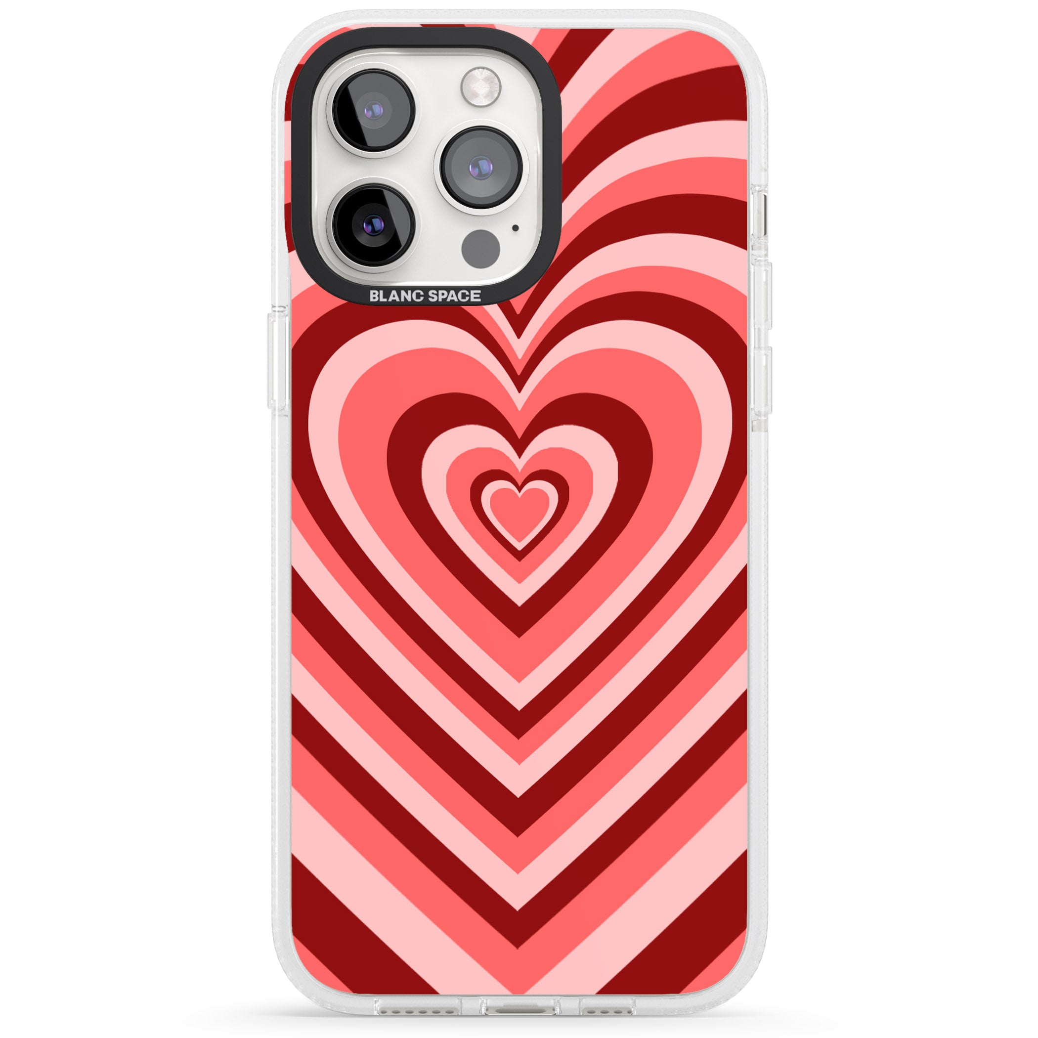 Red Heart Illusion iPhone 15 Pro Max / 15 Pro / 14 Pro Max / 14 Pro / 13 Pro Clear Case Impact Air - Blanc Space