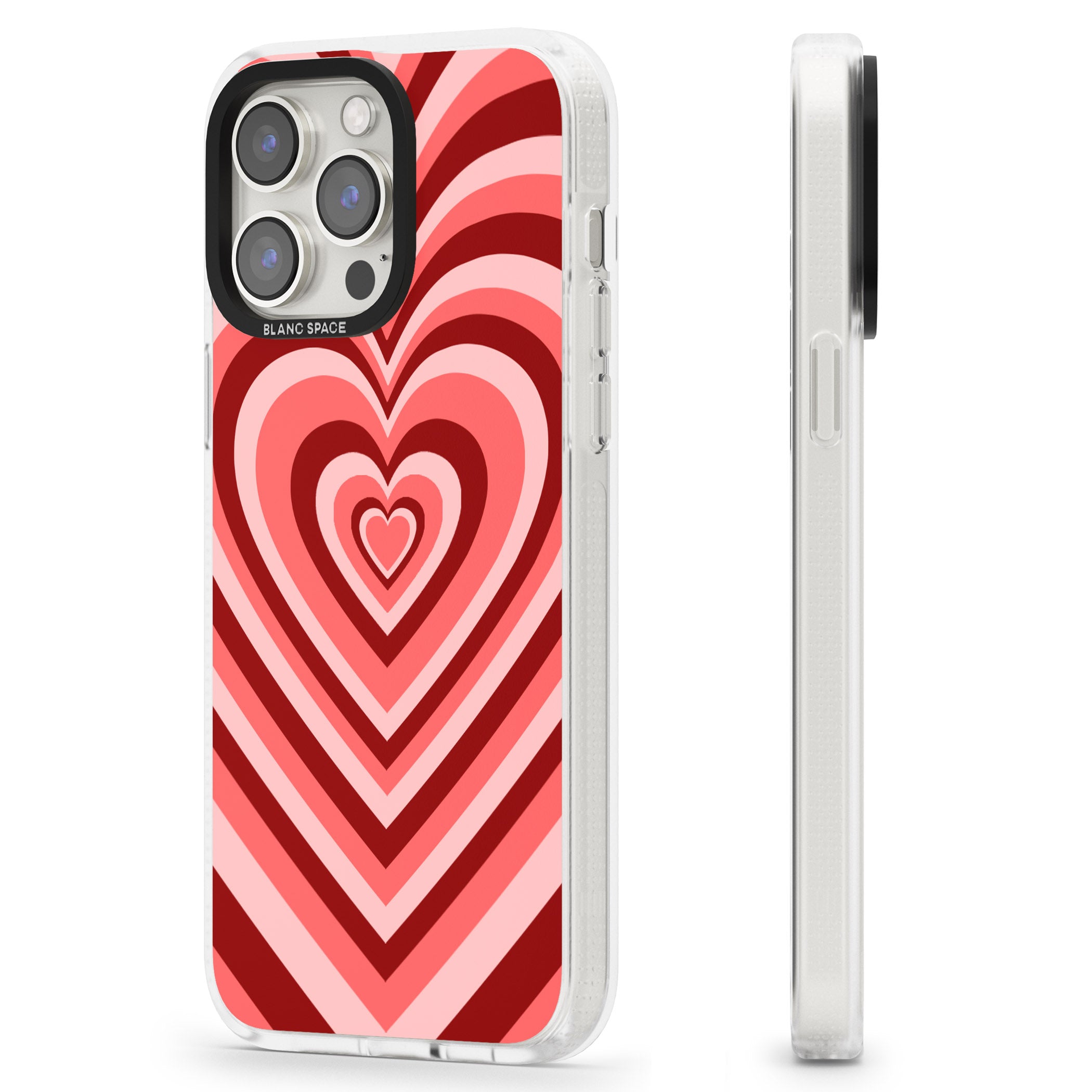 Red Heart Illusion iPhone 15 Pro Max / 15 Pro / 14 Pro Max / 14 Pro / 13 Pro Clear Case Impact Air - Blanc Space