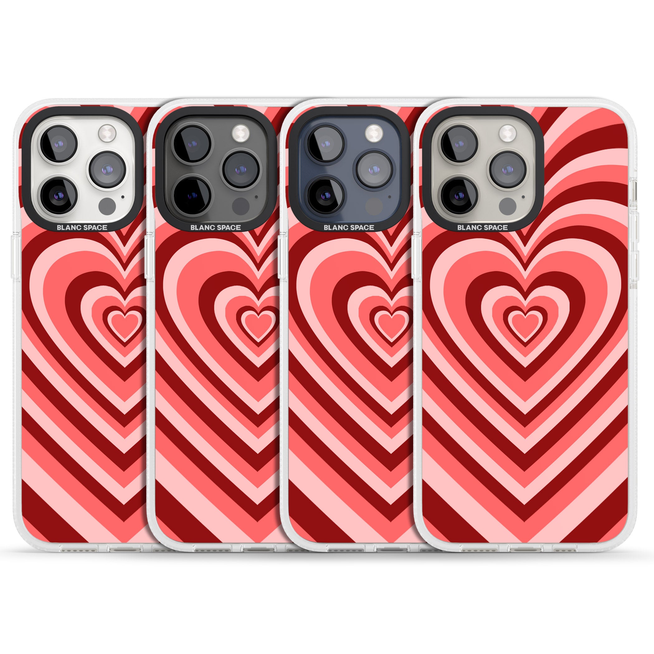 Red Heart Illusion iPhone 15 Pro Max / 15 Pro / 14 Pro Max / 14 Pro / 13 Pro Clear Case Impact Air - Blanc Space
