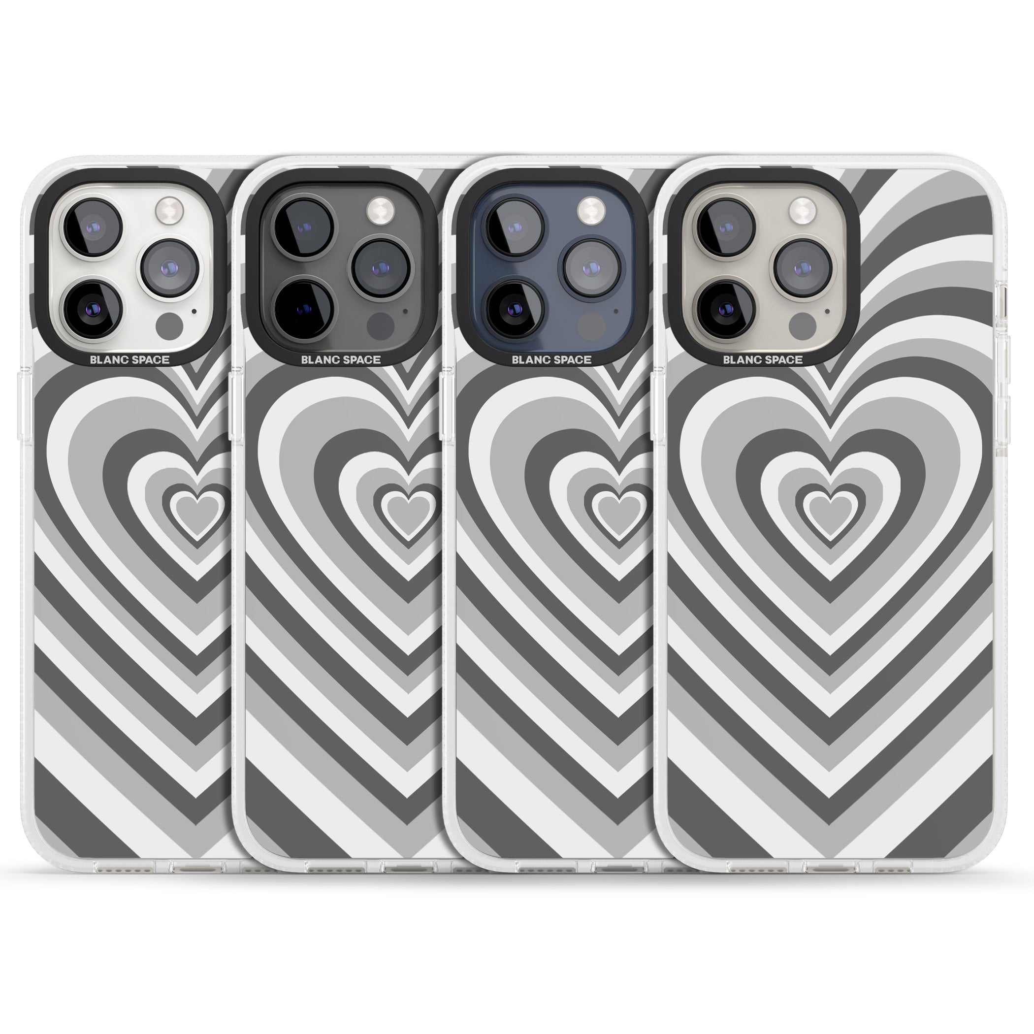 Monochrome Heart Illusion iPhone 15 Pro Max / 15 Pro / 14 Pro Max / 14 Pro / 13 Pro Clear Case Impact Air - Blanc Space