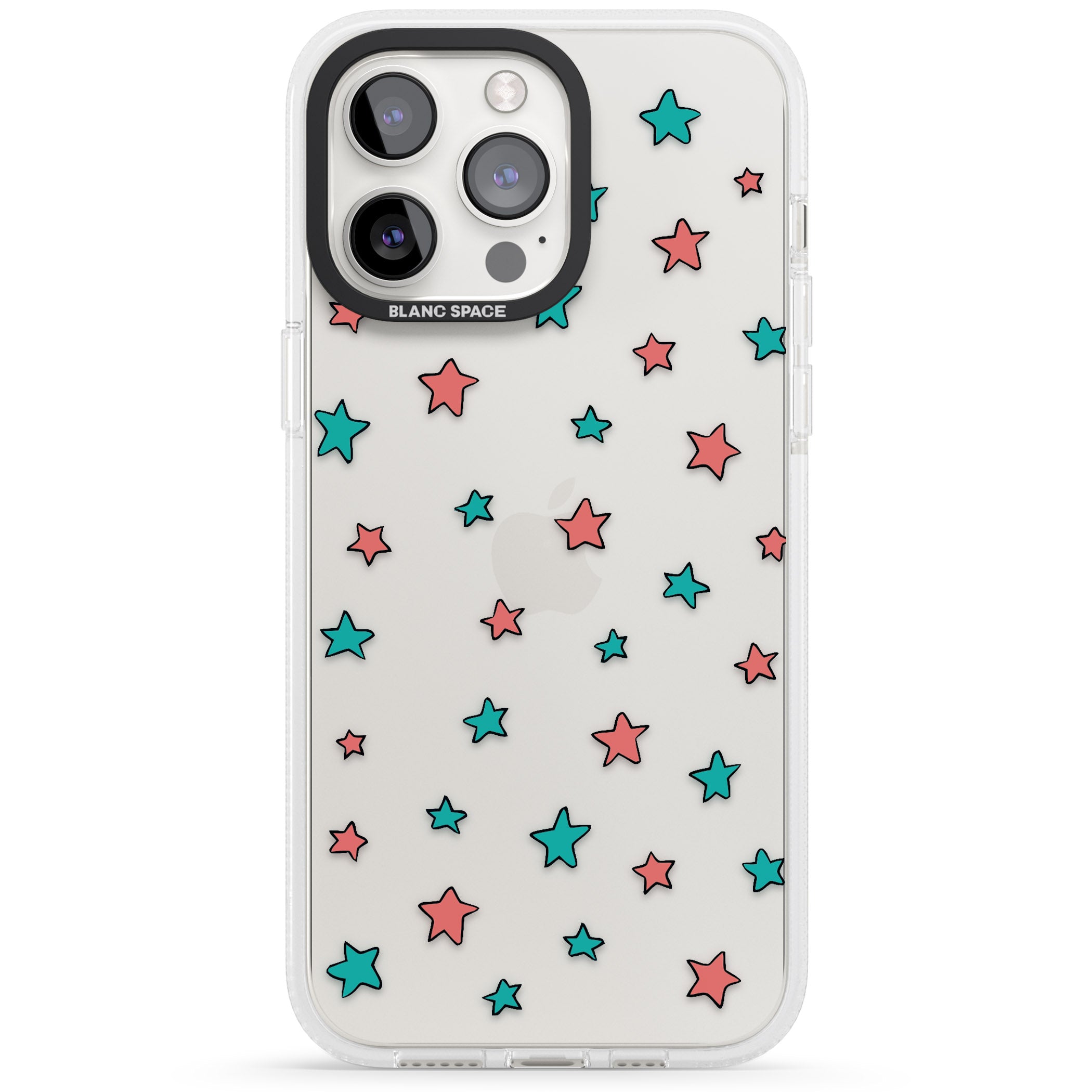 Heartstopper Stars Pattern iPhone 15 Pro Max / 15 Pro / 14 Pro Max / 14 Pro / 13 Pro Clear Case Impact Air - Blanc Space
