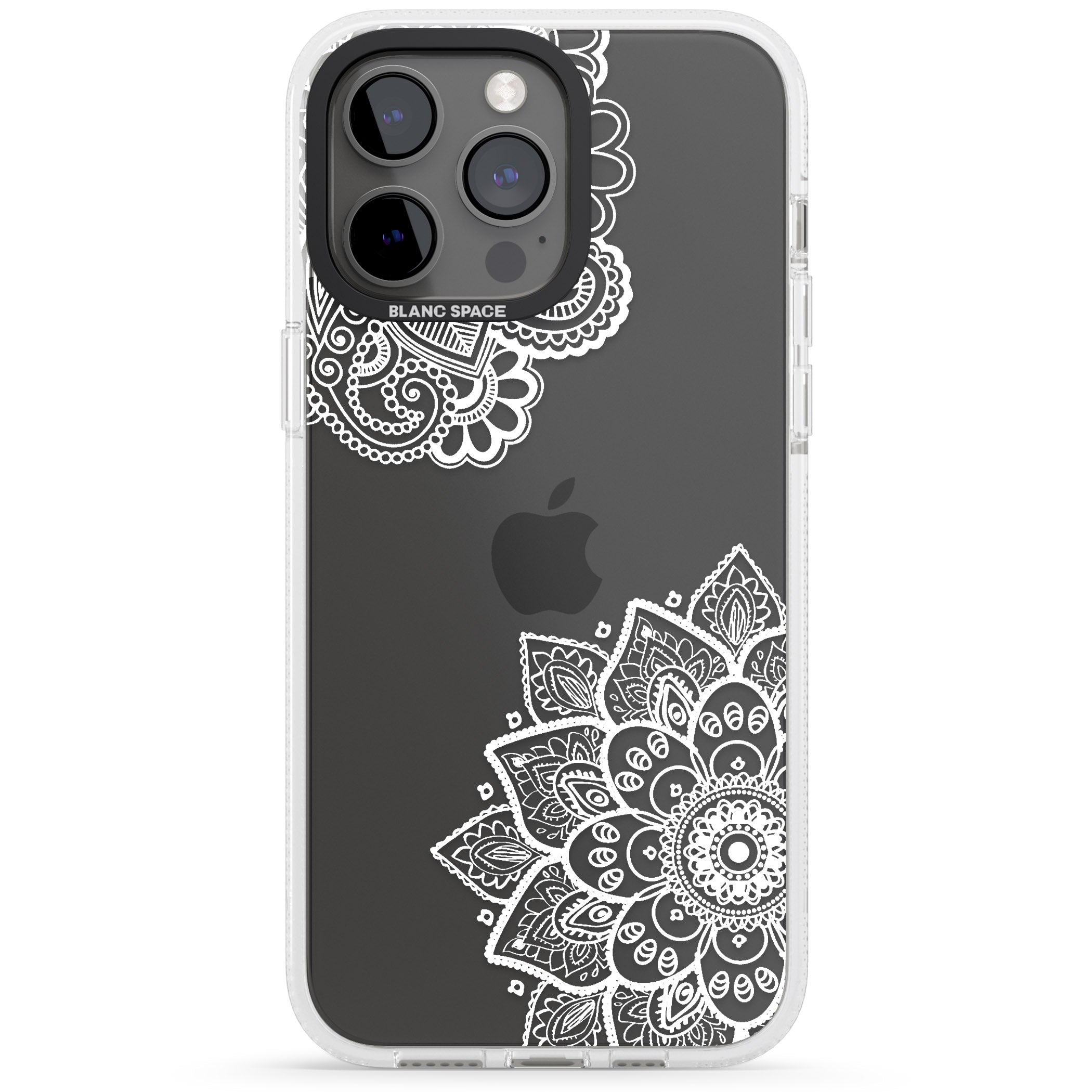 White Henna Florals iPhone 15 Pro Max / 15 Pro / 14 Pro Max / 14 Pro / 13 Pro Clear Case Impact Air - Blanc Space