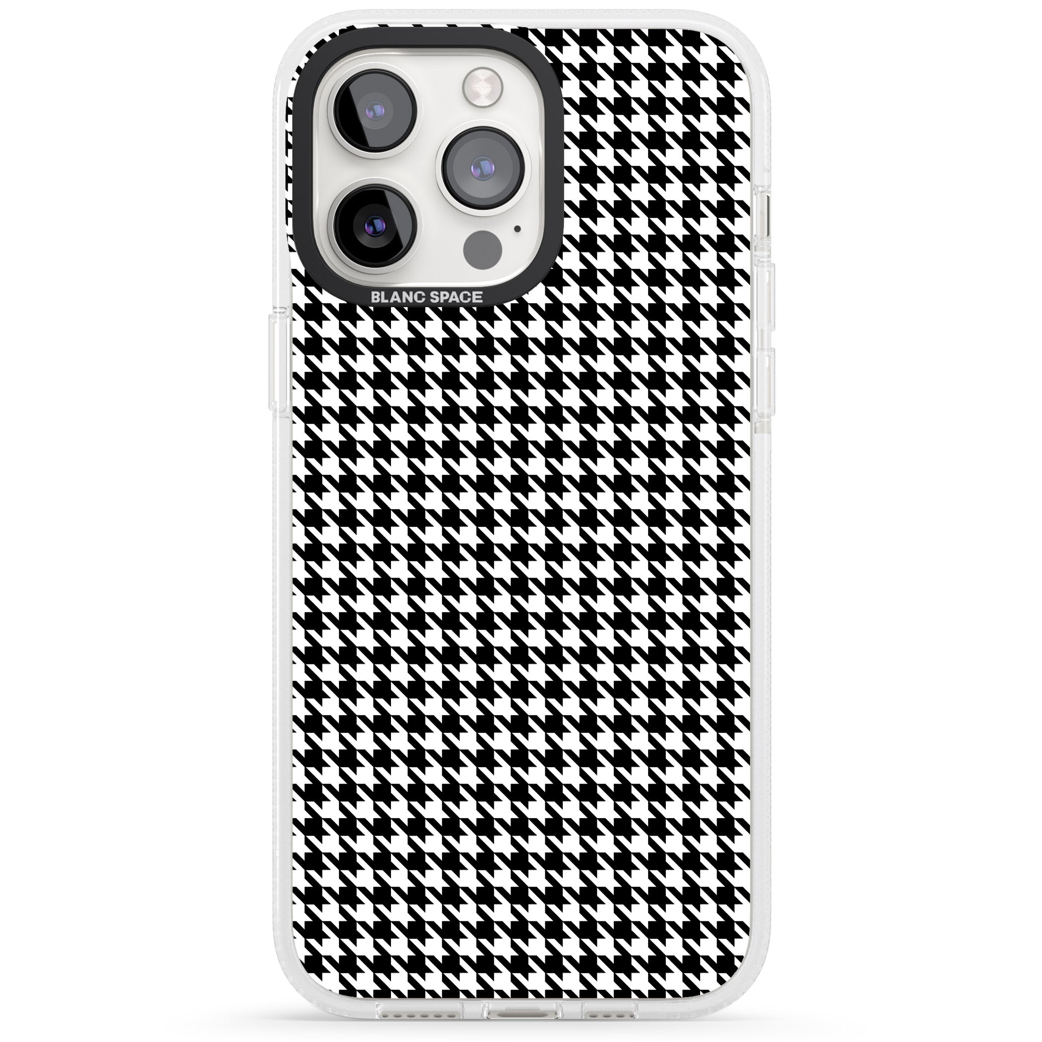 Black Houndstooth Pattern iPhone 15 Pro Max / 15 Pro / 14 Pro Max / 14 Pro / 13 Pro Clear Case Impact Air - Blanc Space