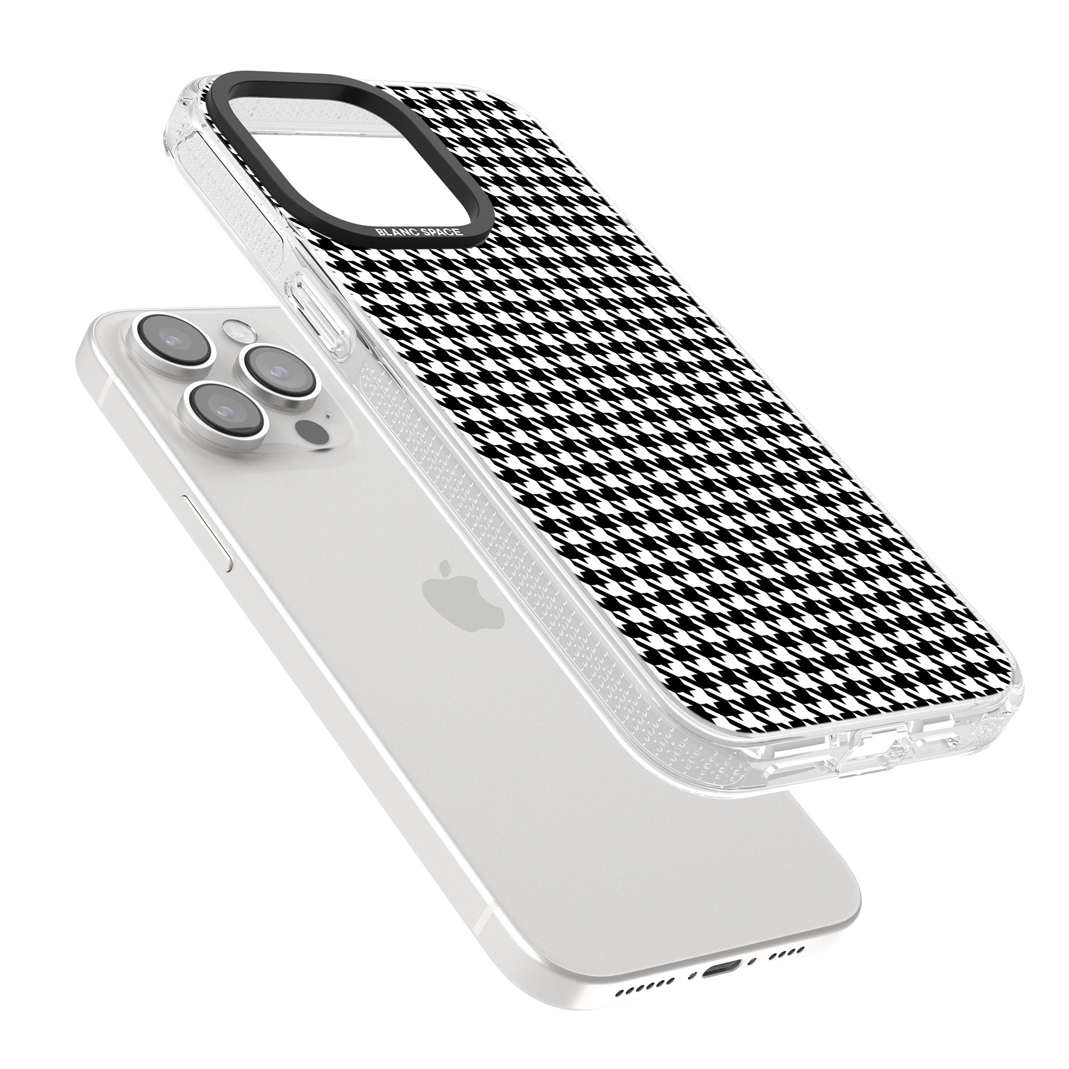 Black Houndstooth Pattern iPhone 15 Pro Max / 15 Pro / 14 Pro Max / 14 Pro / 13 Pro Clear Case Impact Air - Blanc Space