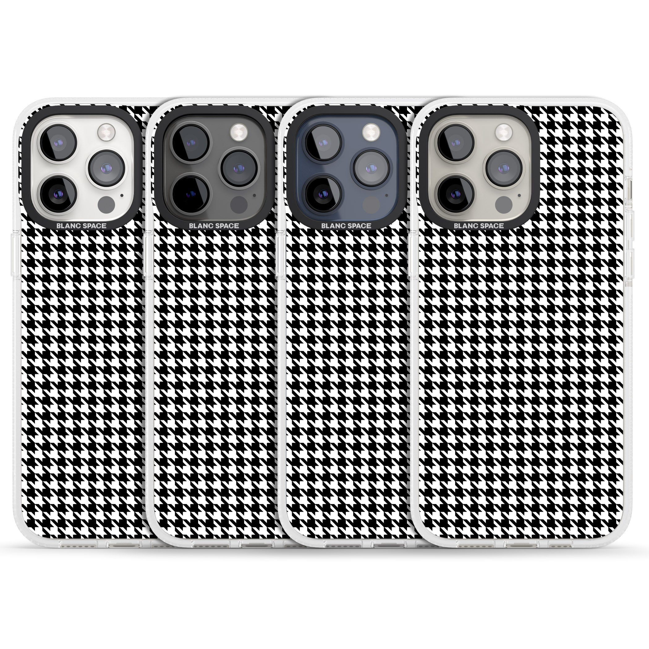 Black Houndstooth Pattern iPhone 15 Pro Max / 15 Pro / 14 Pro Max / 14 Pro / 13 Pro Clear Case Impact Air - Blanc Space