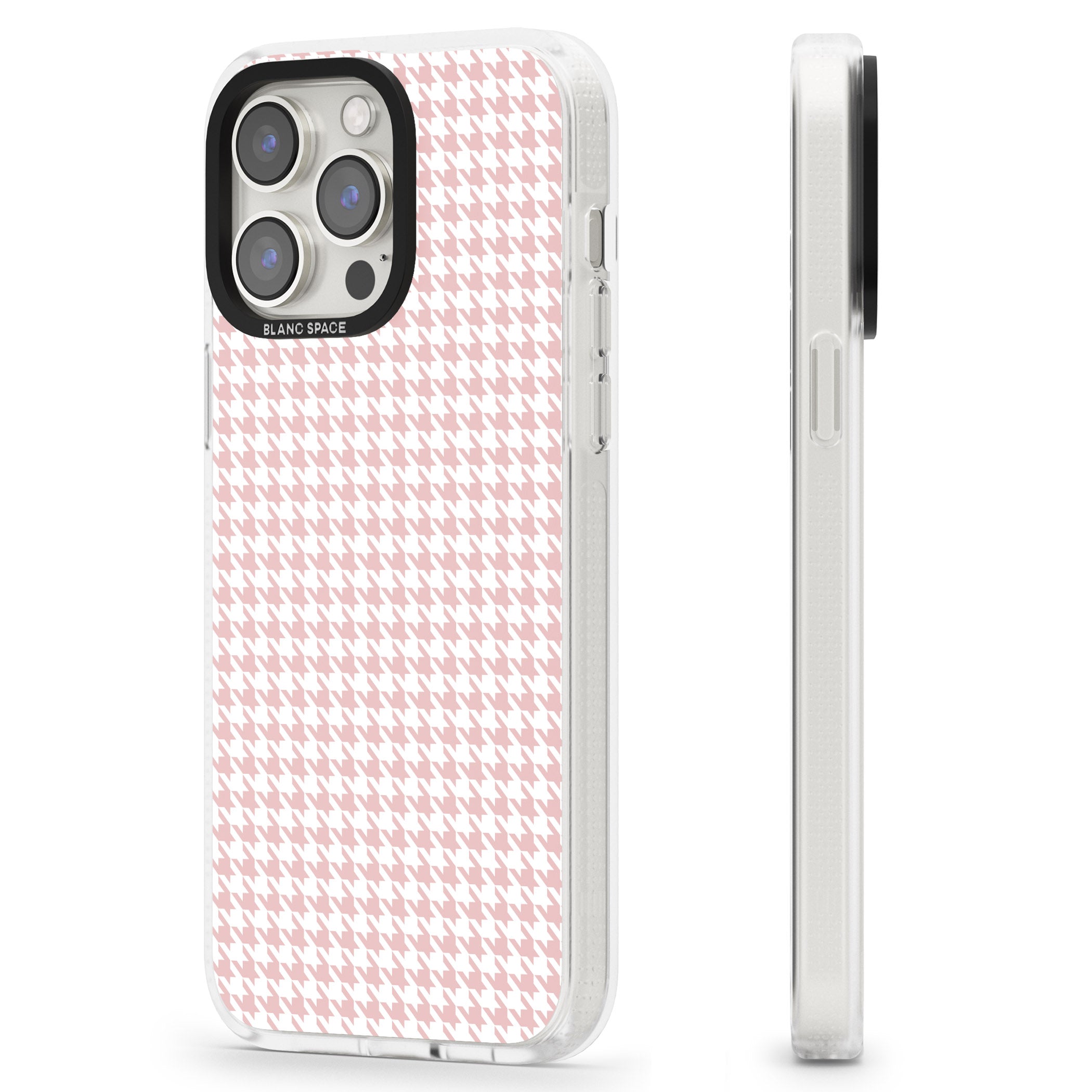 Pink Houndstooth Pattern iPhone 15 Pro Max / 15 Pro / 14 Pro Max / 14 Pro / 13 Pro Clear Case Impact Air - Blanc Space