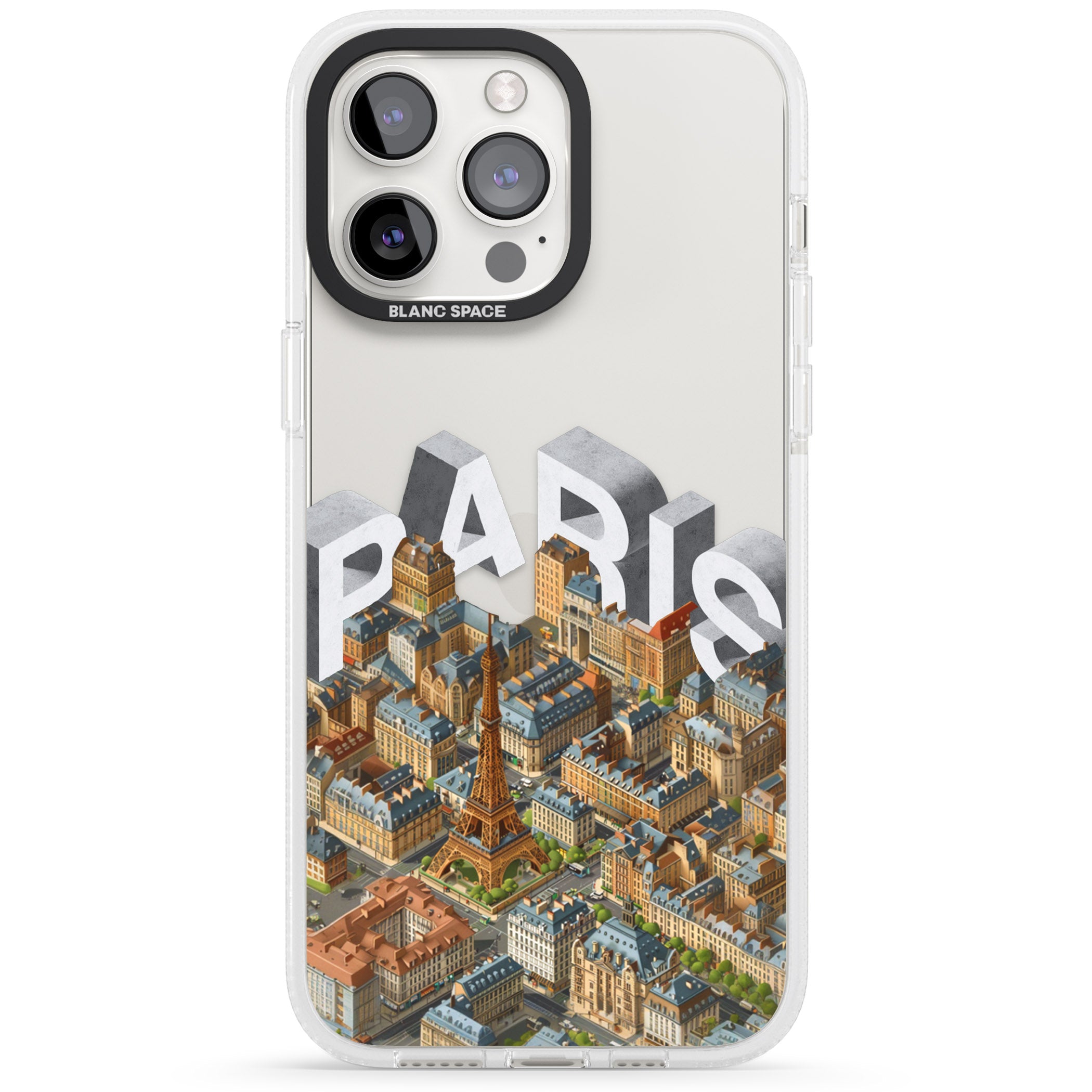 Paris iPhone 15 Pro Max / 15 Pro / 14 Pro Max / 14 Pro / 13 Pro Clear Case Impact Air - Blanc Space