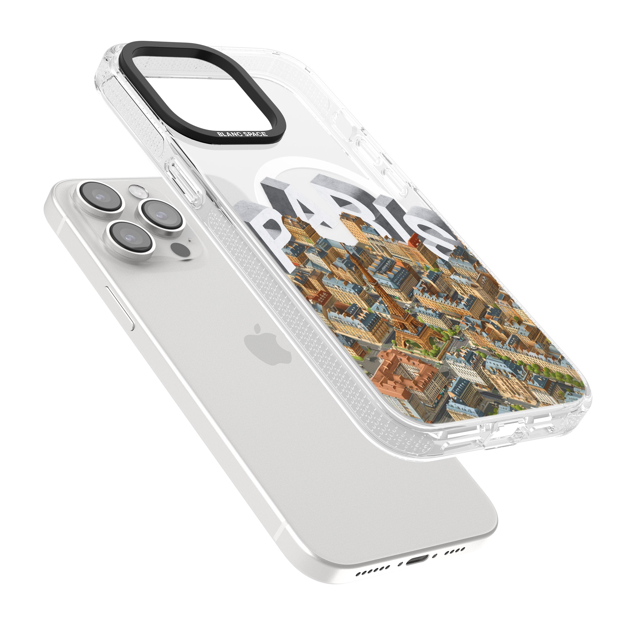 Paris iPhone 15 Pro Max / 15 Pro / 14 Pro Max / 14 Pro / 13 Pro Clear Case Impact Air - Blanc Space