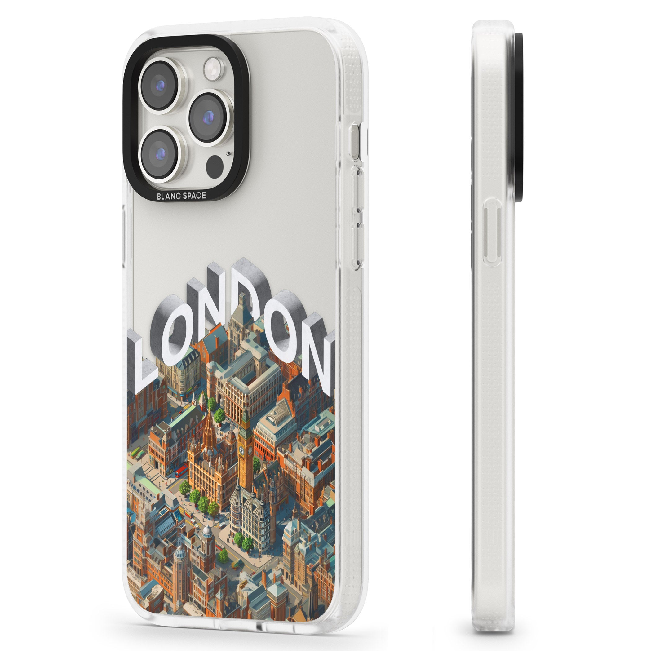 London iPhone 15 Pro Max / 15 Pro / 14 Pro Max / 14 Pro / 13 Pro Clear Case Impact Air - Blanc Space