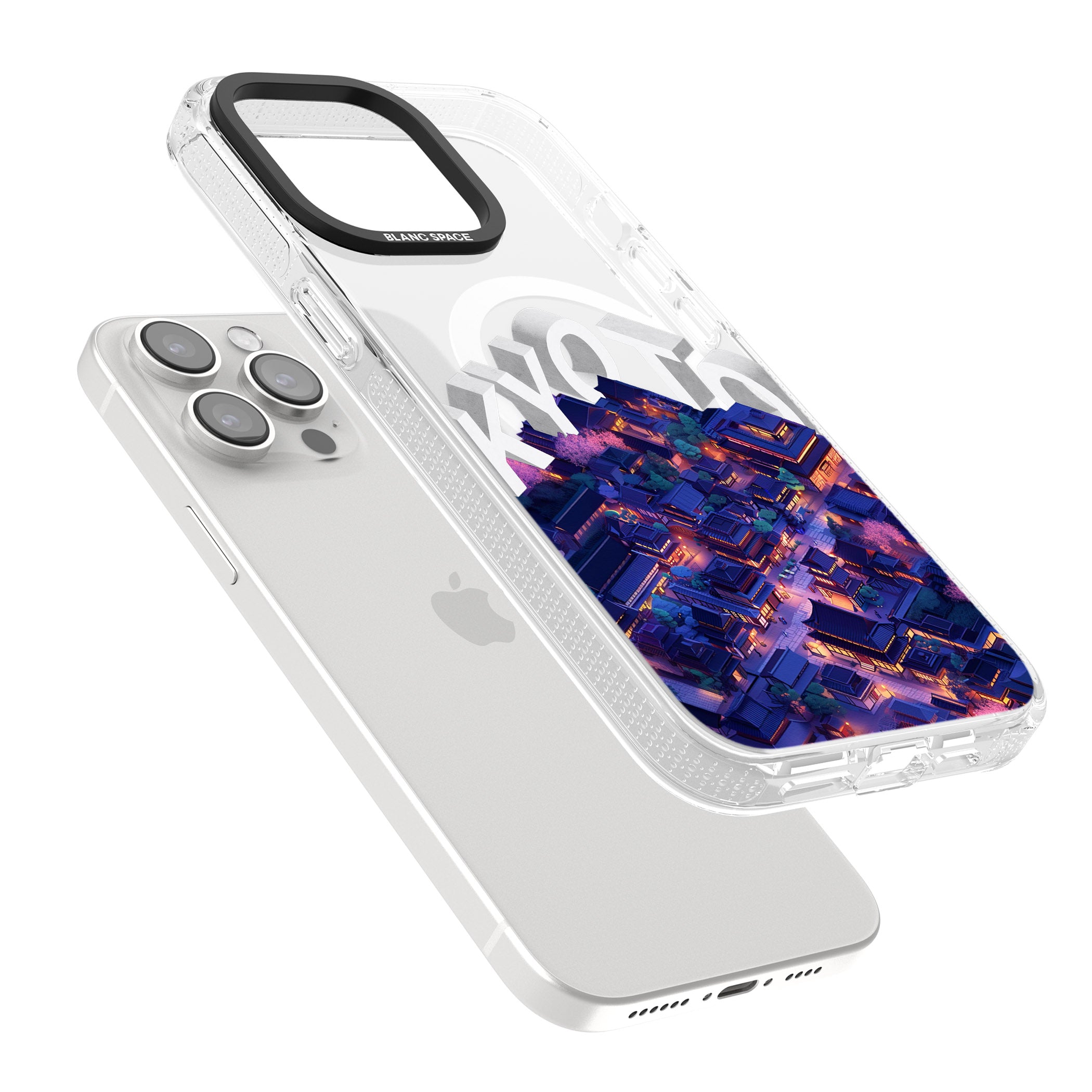 Kyoto iPhone 15 Pro Max / 15 Pro / 14 Pro Max / 14 Pro / 13 Pro Clear Case Impact Air - Blanc Space